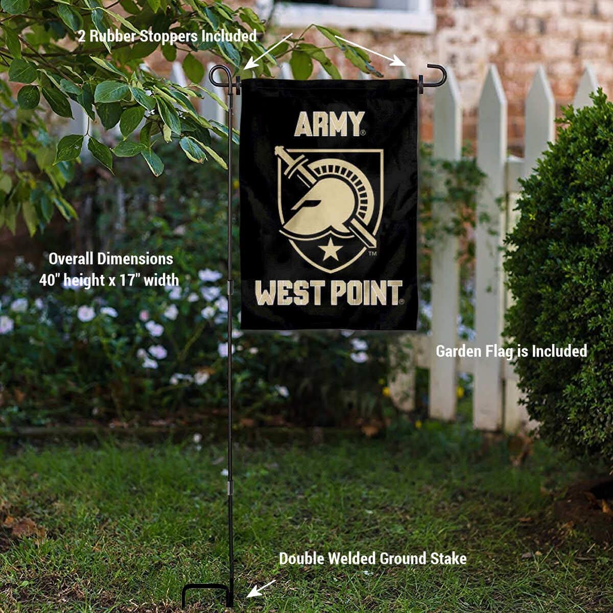 College Flags & Banners Co. Army West Point Garden Flag and USA Flag Stand Pole Holder Set - Sports Collectibles, Sports Memorabilia, Sports Fan Shop, Sports Gifts