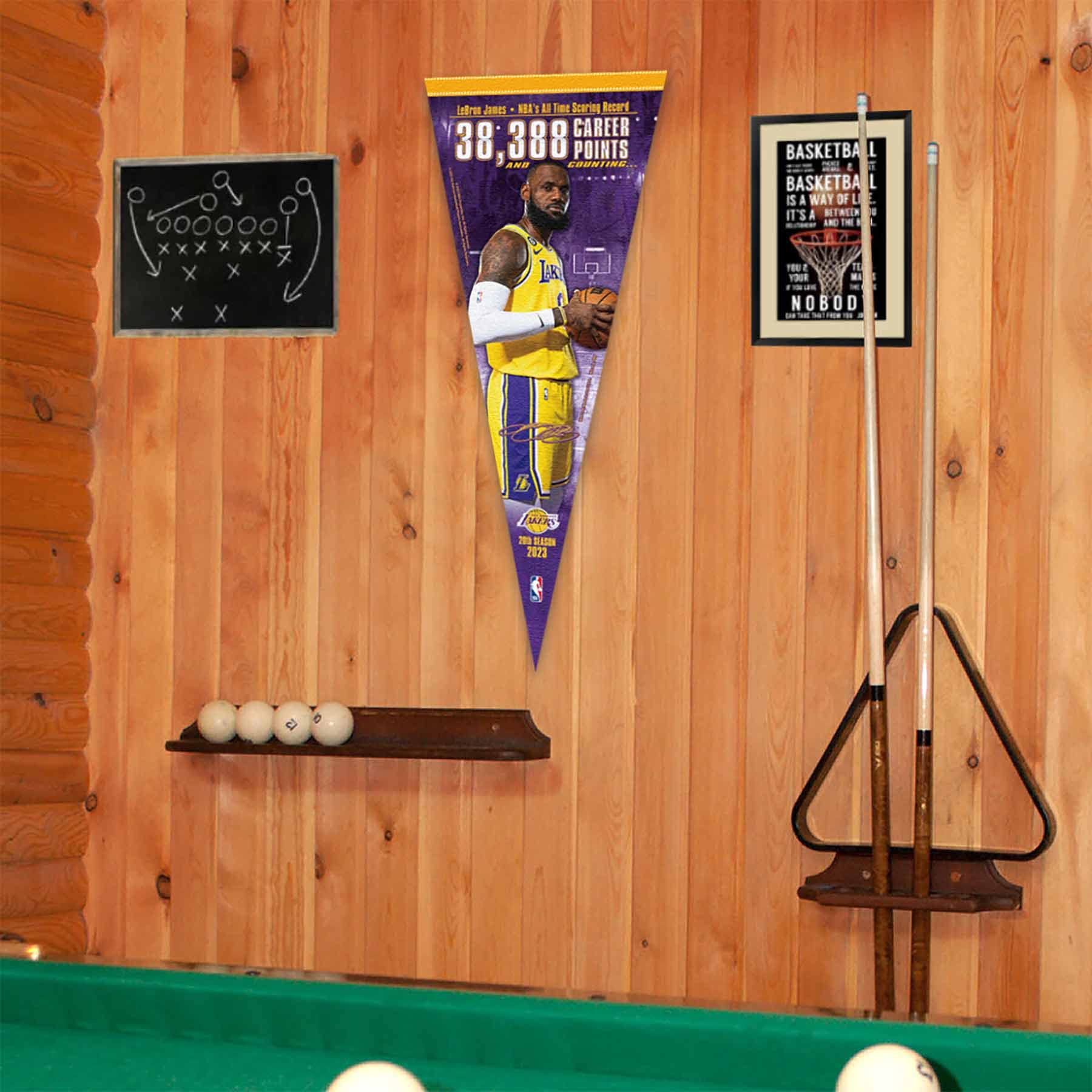 WinCraft Los Angeles Lakers Scoring Record Pennant Flag - Sports Collectibles, Sports Memorabilia, Sports Fan Shop, Sports Gifts