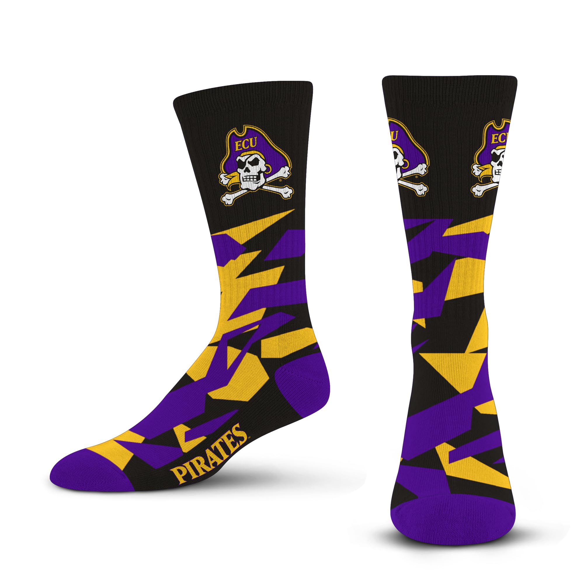 For Bare Feet NCAA EAST CAROLINA PIRATES Shattered Camo Crew Sock Team Color Large - Sports Gifts, Sports Memorabilia, Sports Collectibles, Fan Shop