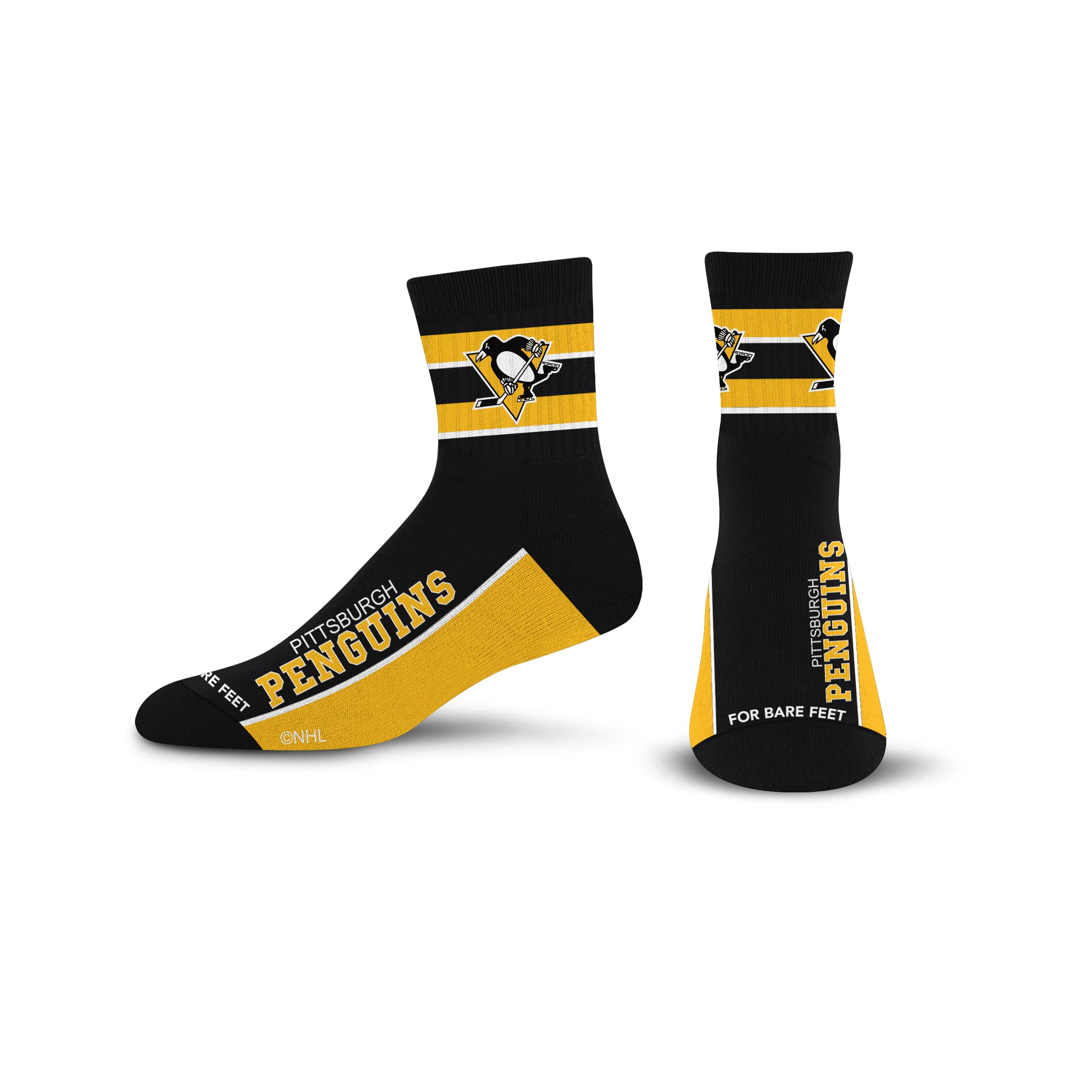 For Bare Feet NHL PITTSBURGH PENGUINS Lil' Deuce Quarter Sock Team Color Large - Sports Gifts, Sports Memorabilia, Sports Collectibles, Fan Shop