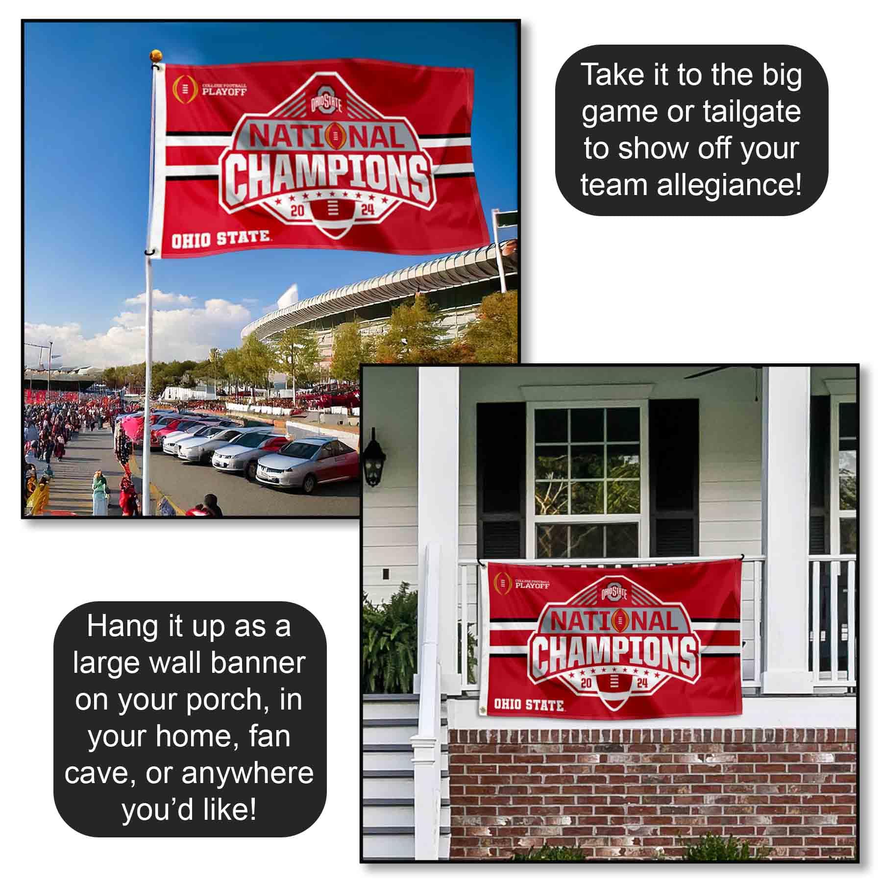 Ohio State Buckeyes 2024 National Champions 3x5 Grommet Flag - Sports Collectibles, Sports Memorabilia, Sports Fan Shop, Sports Gifts