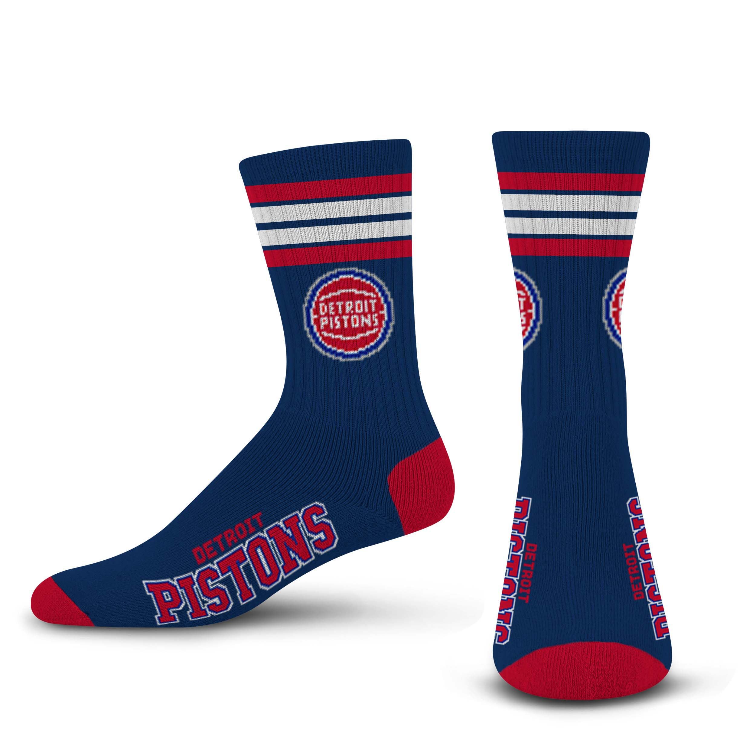 For Bare Feet NBA DETROIT PISTONS 4 Stripe Deuce Crew Sock Team Color YOUTH - Sports Gifts, Sports Memorabilia, Sports Collectibles, Fan Shop
