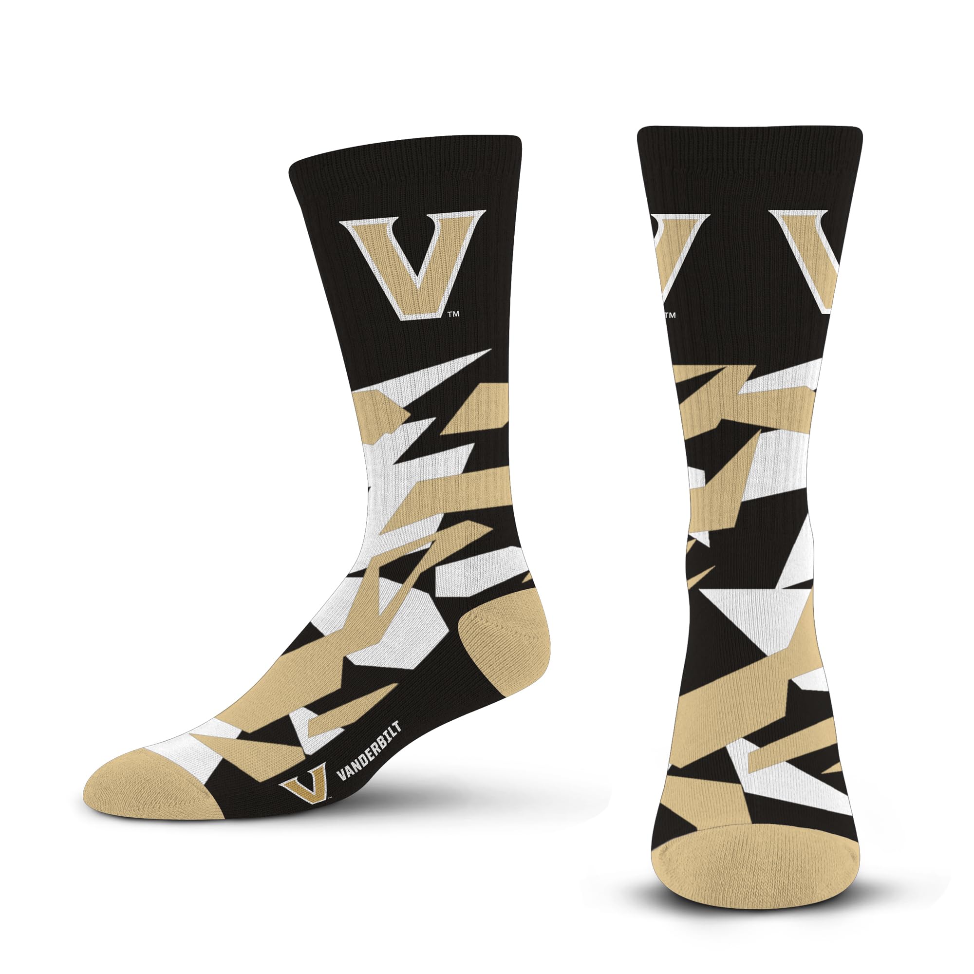 For Bare Feet NCAA VANDERBILT COMMODORES Shattered Camo Crew Sock Team Color Large - Sports Gifts, Sports Memorabilia, Sports Collectibles, Fan Shop