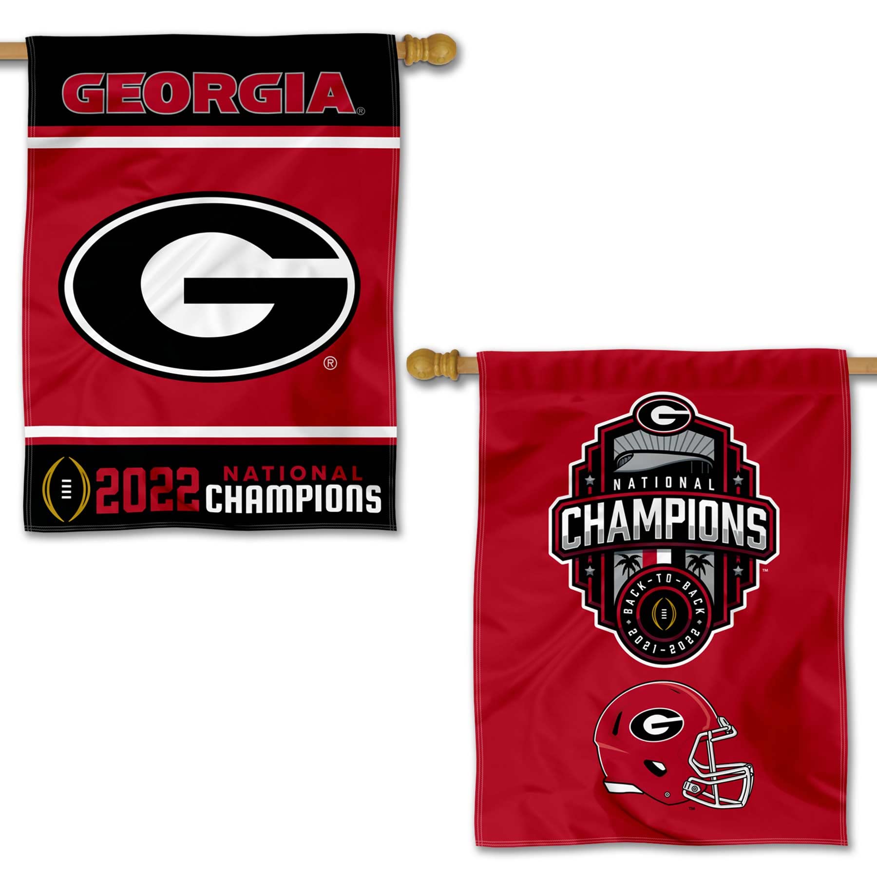 Georgia Bulldogs 2022 College Football Playoff Champions Double Sided House Flag - Sports Collectibles, Sports Memorabilia, Sports Fan Shop, Sports Gifts