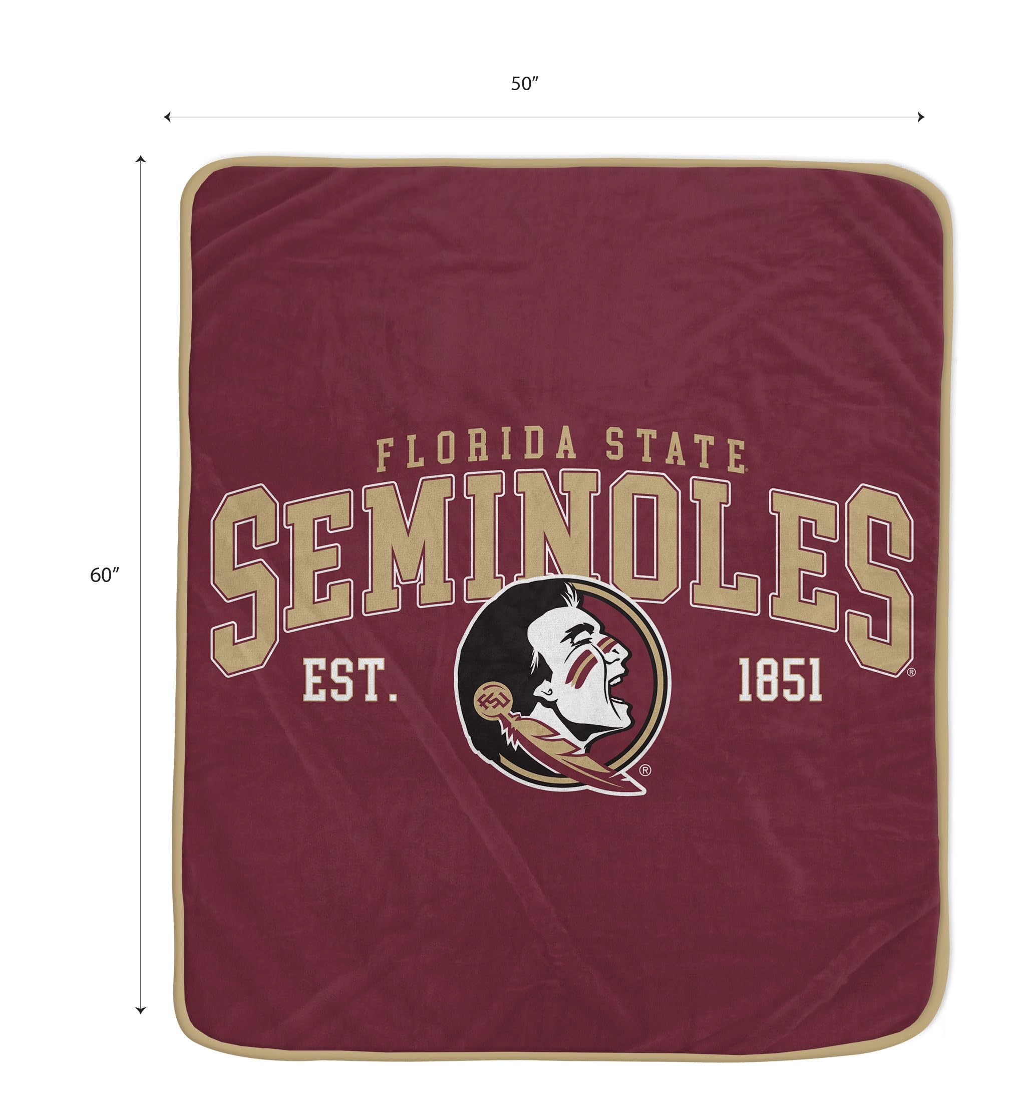 NCAA Florida State Seminoles Vintage Arch Block Ultra Soft Blanket - Sports Gifts, Sports Memorabilia, Sports Collectibles, Fan Shop