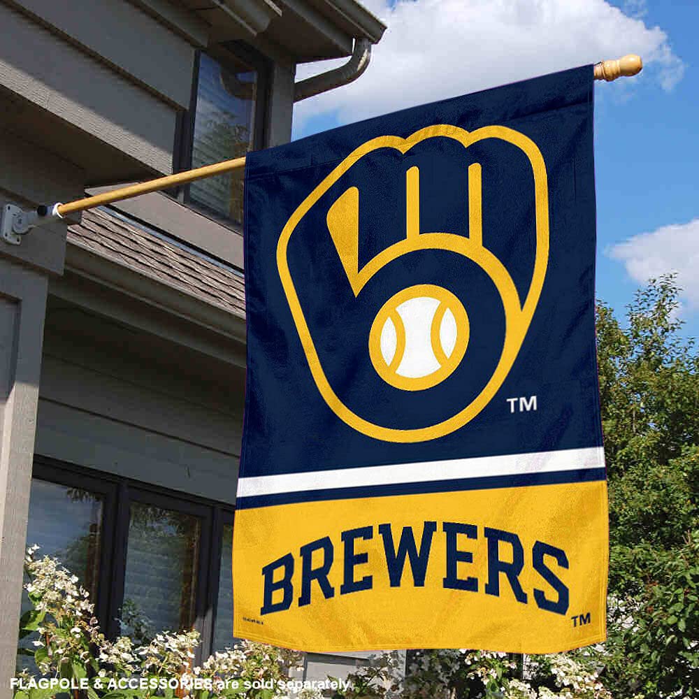 WinCraft Milwaukee Brewers Double Sided House Banner Flag - Sports Collectibles, Sports Memorabilia, Sports Fan Shop, Sports Gifts