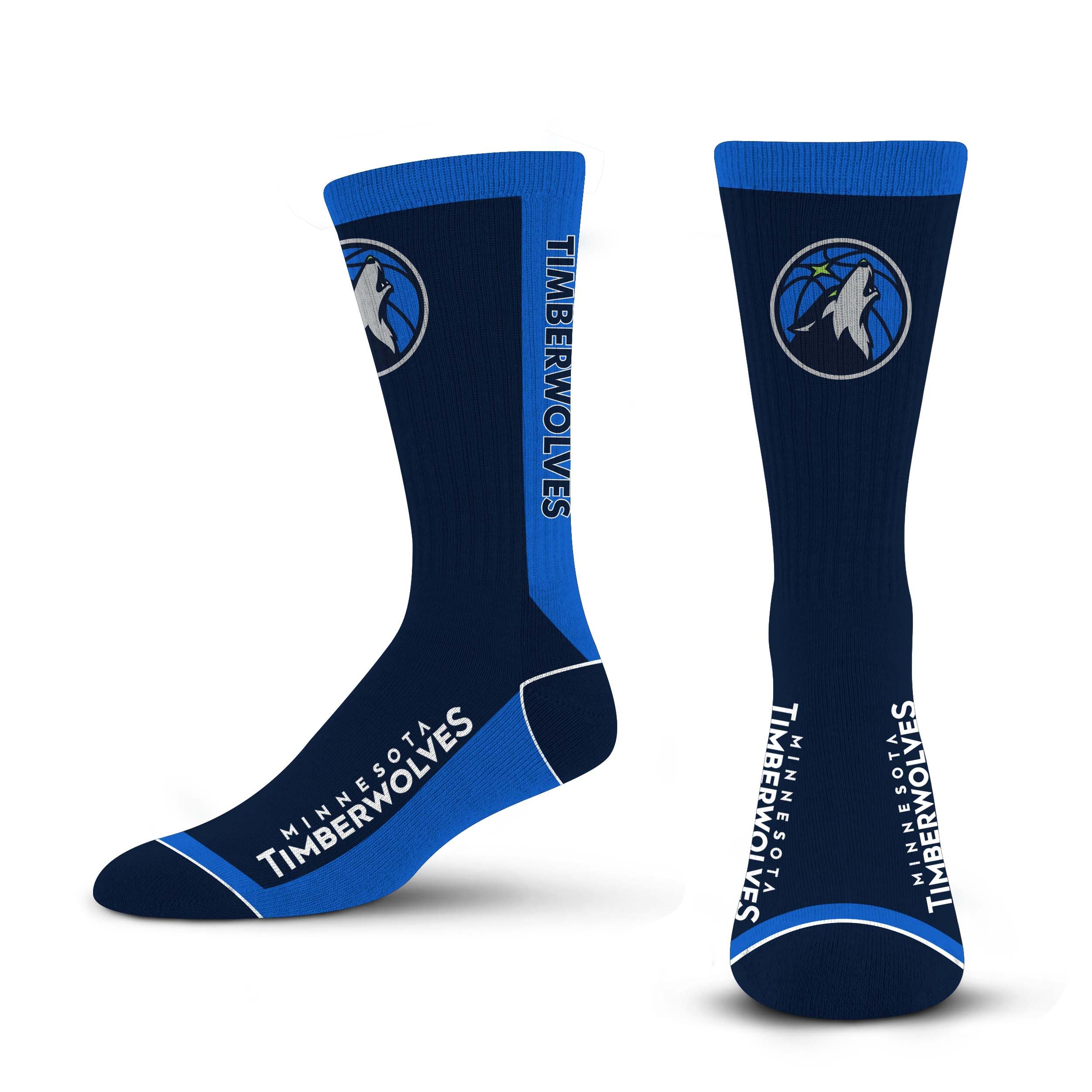 For Bare Feet NBA MINNESOTA TIMBERWOLVES MVP Crew Sock Team Color Large - Sports Gifts, Sports Memorabilia, Sports Collectibles, Fan Shop