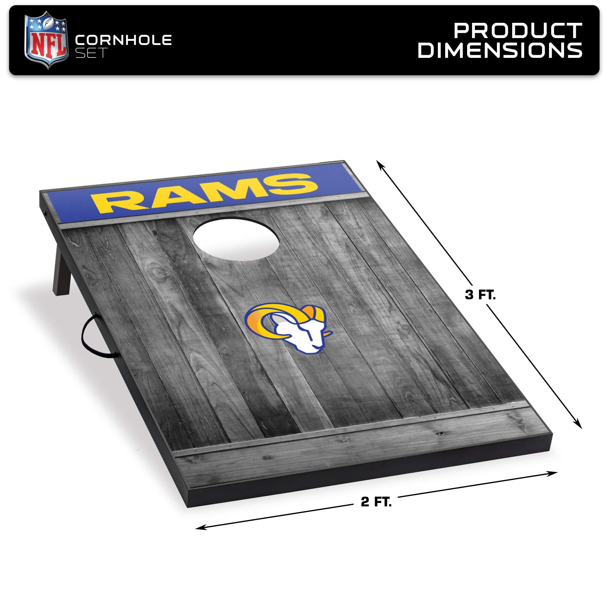 Wild Sports 2'x3' MDF Wood NFL Los Angeles Rams Cornhole Set - Sports Collectibles, Sports Memorabilia, Sports Fan Shop, Sports Gifts