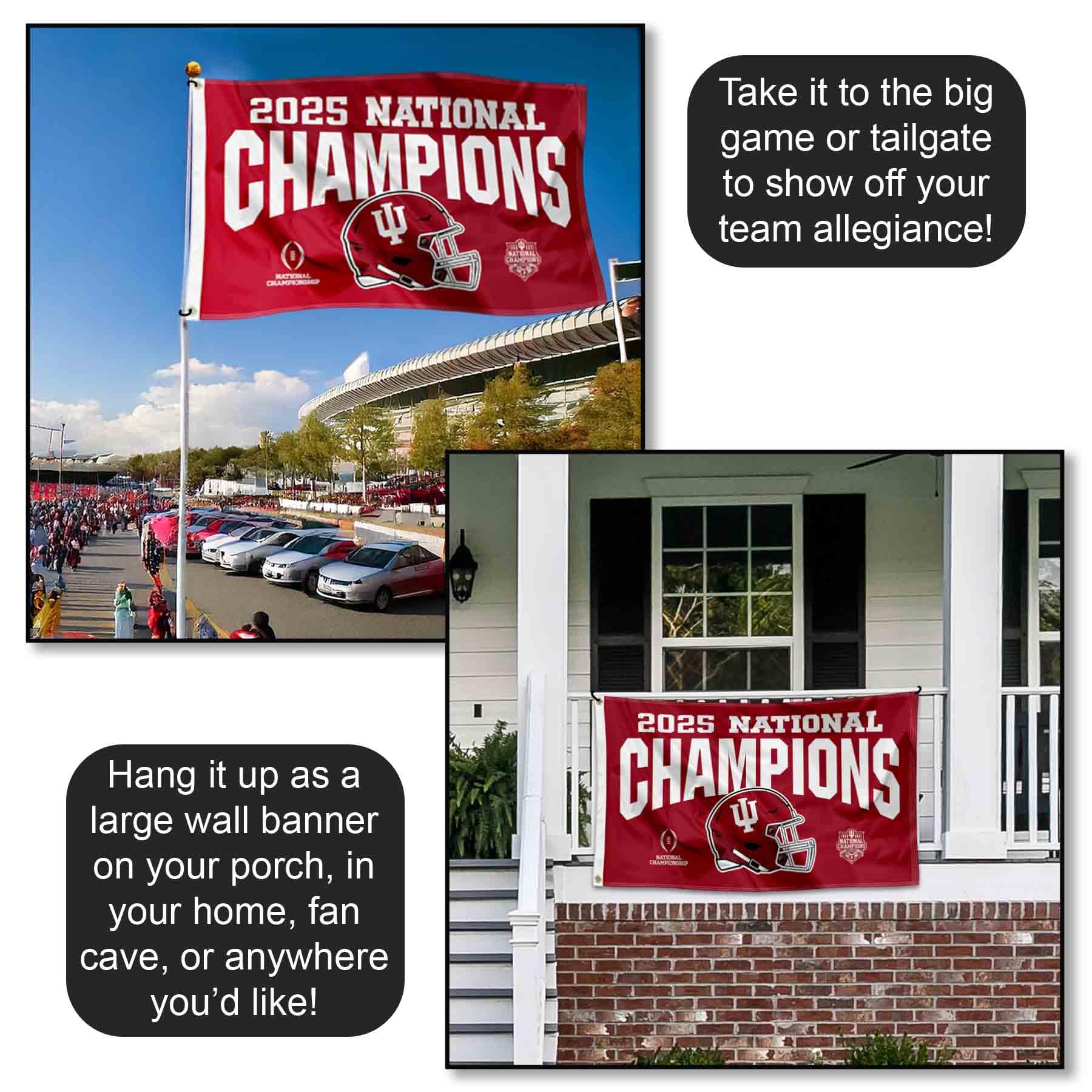 Indiana Hoosiers 2025 National Champions 3x5 Grommet Flag - Sports Gifts, Sports Memorabilia, Sports Collectibles, Fan Shop