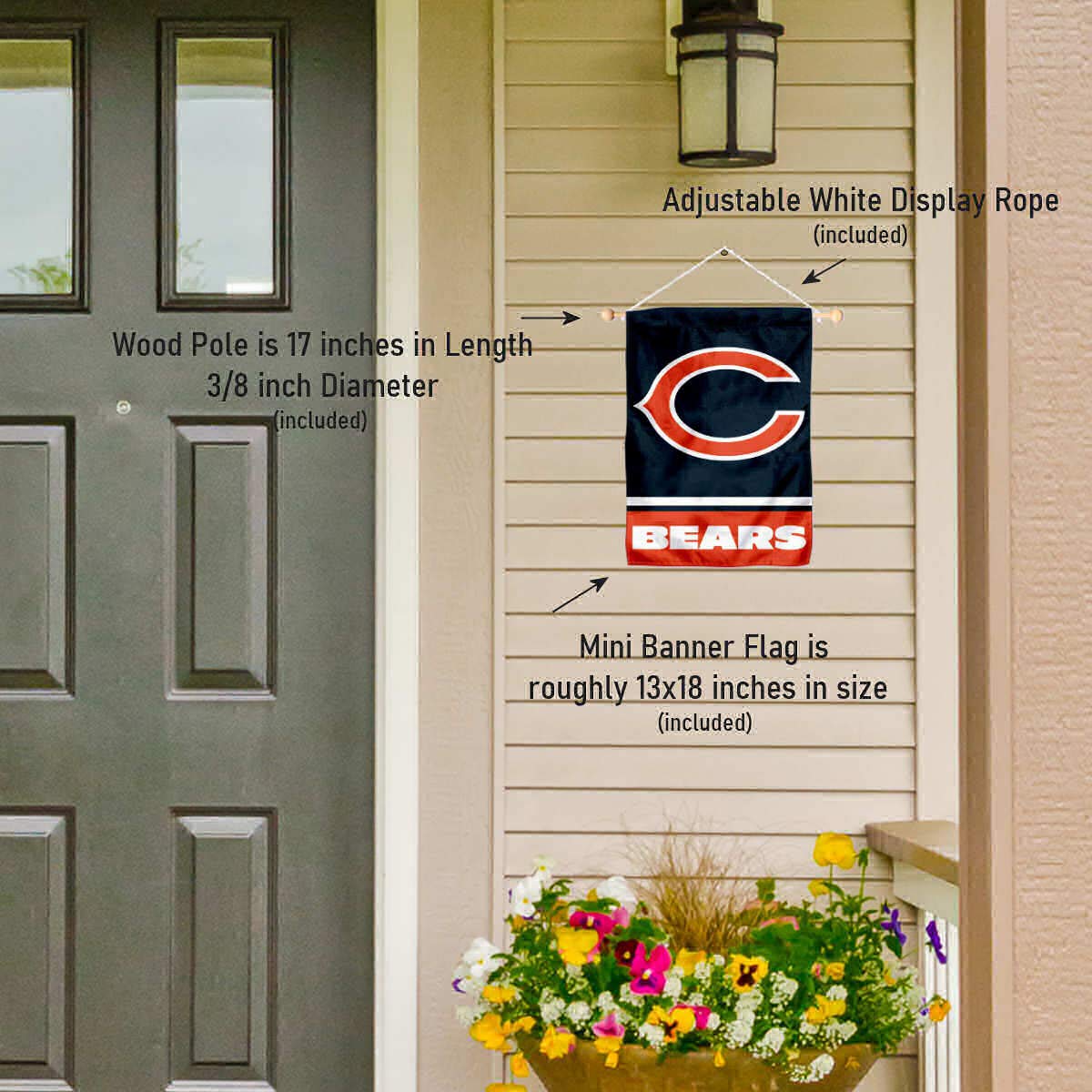Chicago Bears C Logo Banner Window Wall Hanging Flag with Suction Cup - Sports Collectibles, Sports Memorabilia, Sports Fan Shop, Sports Gifts