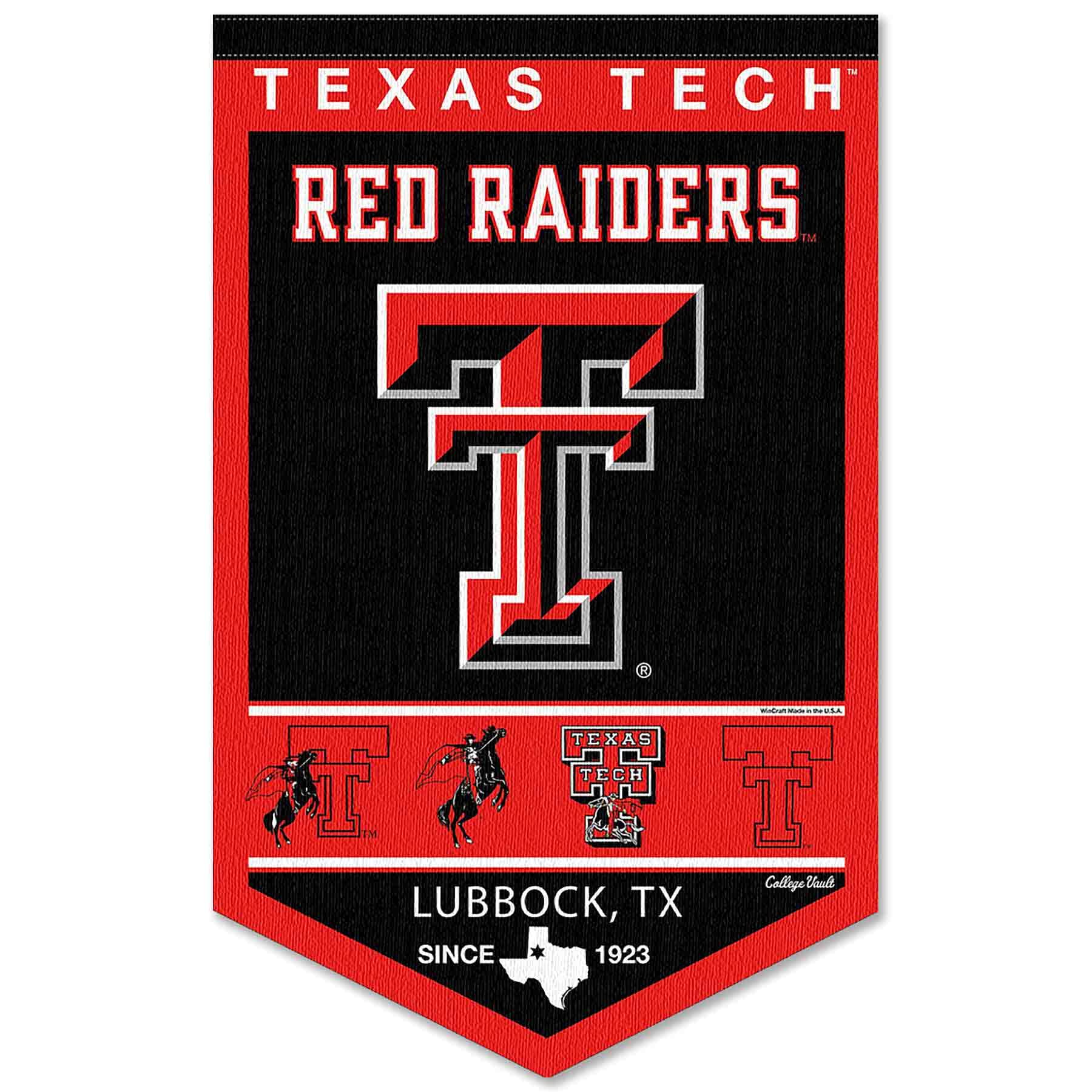 College Flags & Banners Co. Texas Tech Red Raiders Heritage History Banner Pennant - Sports Collectibles, Sports Memorabilia, Sports Fan Shop, Sports Gifts