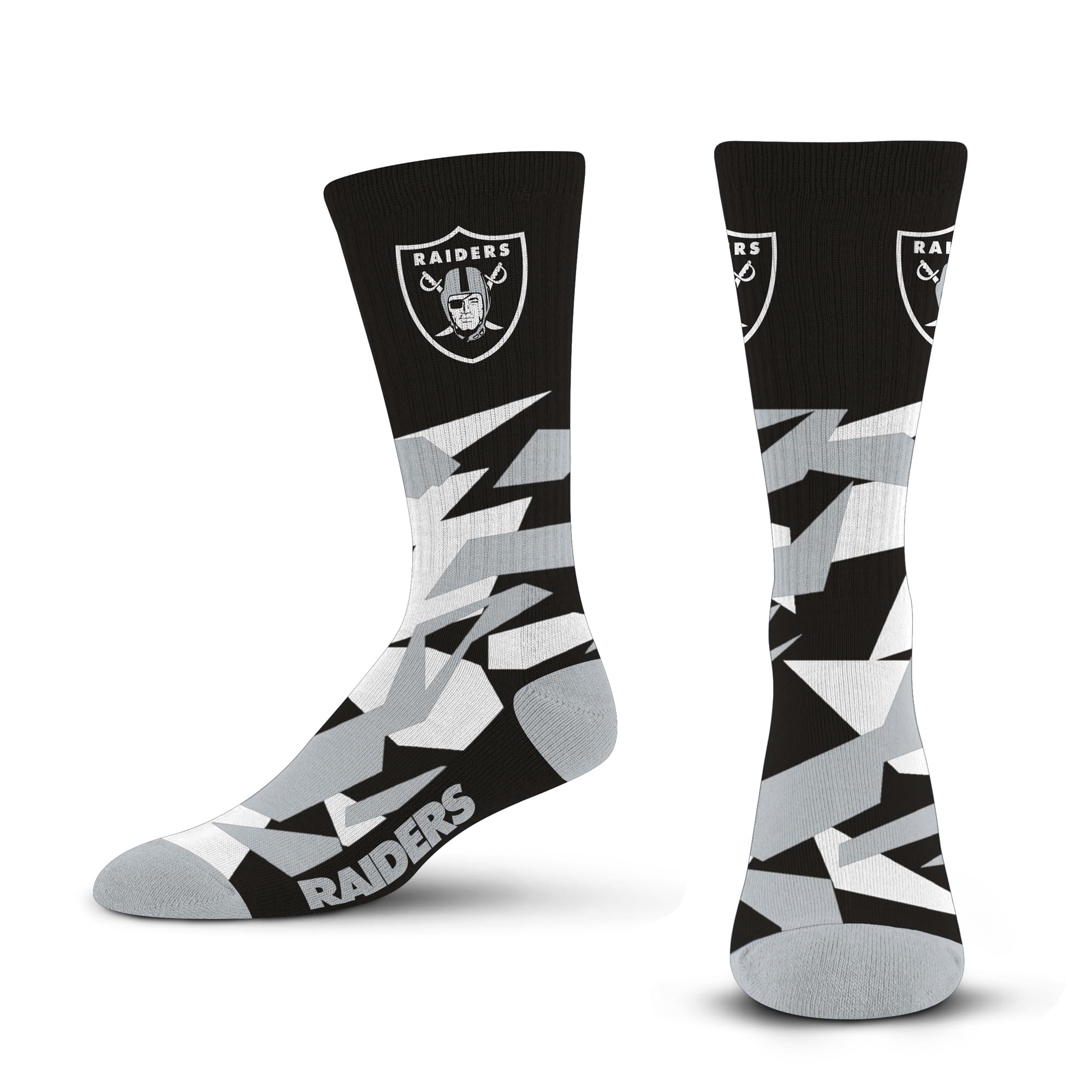 For Bare Feet NFL LAS VEGAS RAIDERS Shattered Camo Crew Sock Team Color Large - Sports Gifts, Sports Memorabilia, Sports Collectibles, Fan Shop