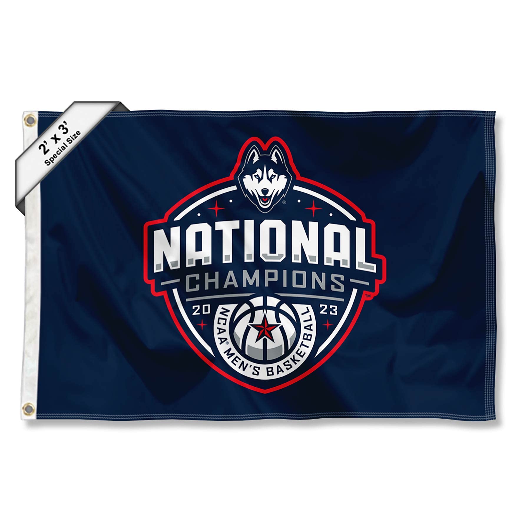 University of Connecticut UCONN College Basketball 2023 National Champions 2x3 Foot Flag - Sports Collectibles, Sports Memorabilia, Sports Fan Shop, Sports Gifts