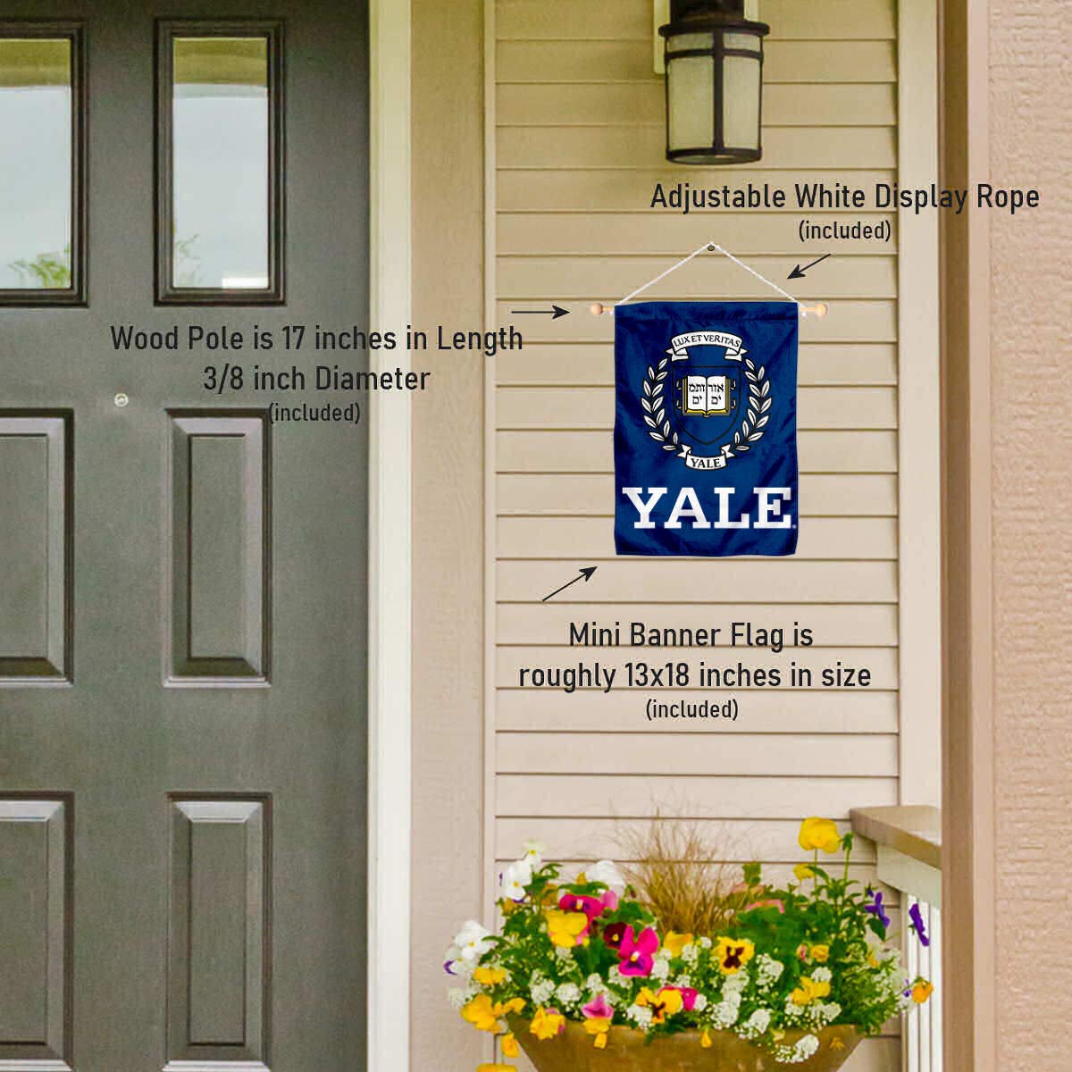 College Flags & Banners Co. Yale Bulldogs Window Wall Banner Hanging Flag with Suction Cup - Sports Collectibles, Sports Memorabilia, Sports Fan Shop, Sports Gifts