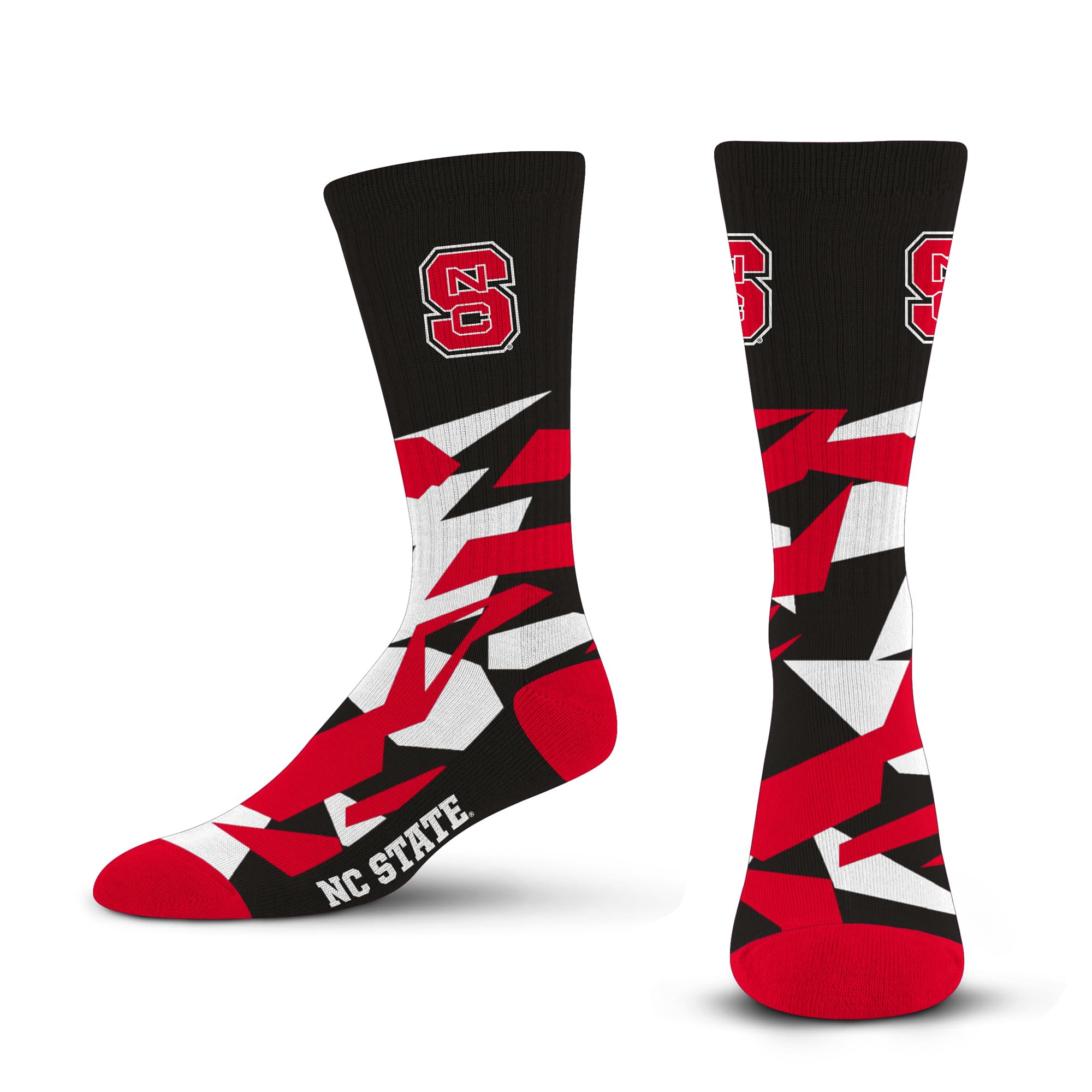 For Bare Feet NCAA NORTH CAROLINA STATE WOLFPACK Shattered Camo Crew Sock Team Color Large - Sports Gifts, Sports Memorabilia, Sports Collectibles, Fan Shop