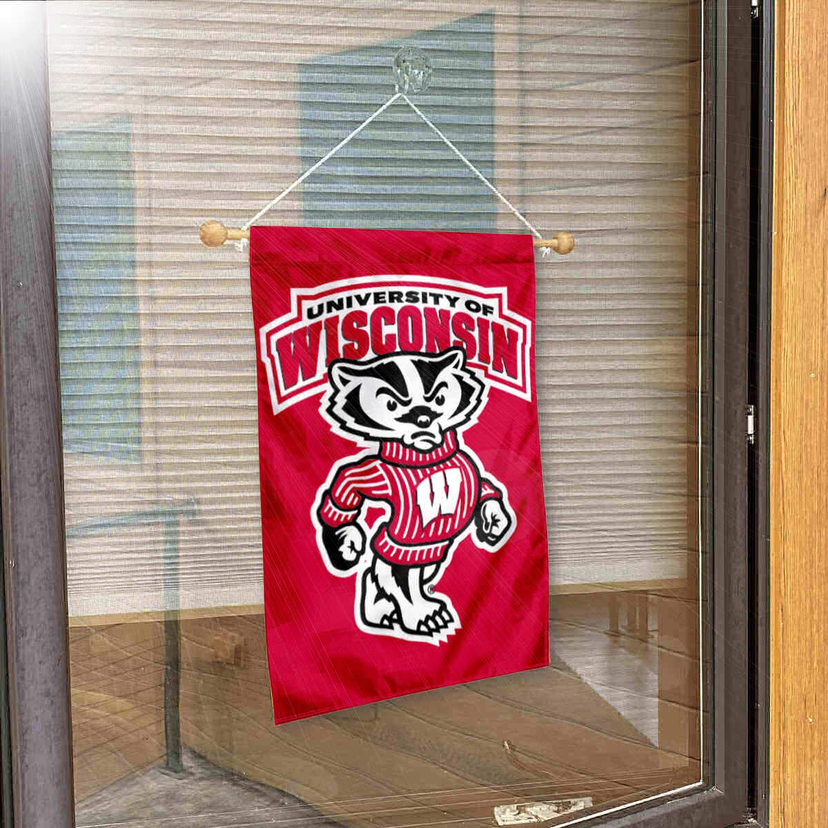 College Flags & Banners Co. Wisconsin Badgers Bucky Banner for Windows Doors and Walls - Sports Collectibles, Sports Memorabilia, Sports Fan Shop, Sports Gifts