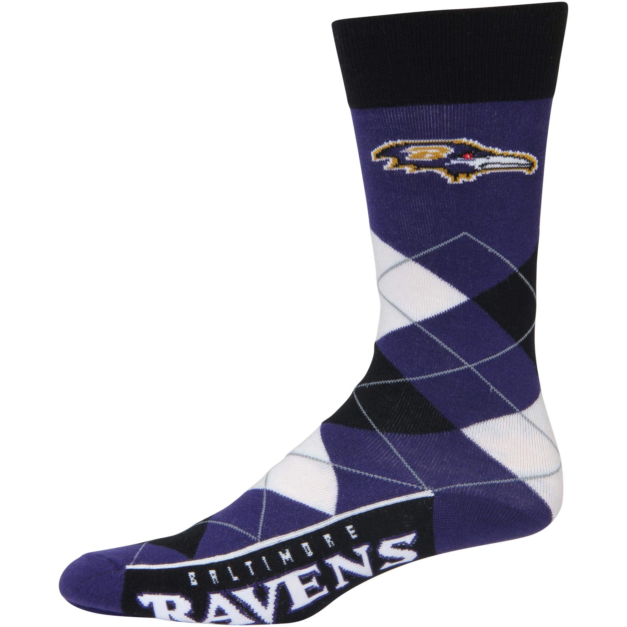 For Bare Feet NFL Baltimore Ravens Argyle Line Up Dress Sock Team Color OSFM - Sports Gifts, Sports Memorabilia, Sports Collectibles, Fan Shop