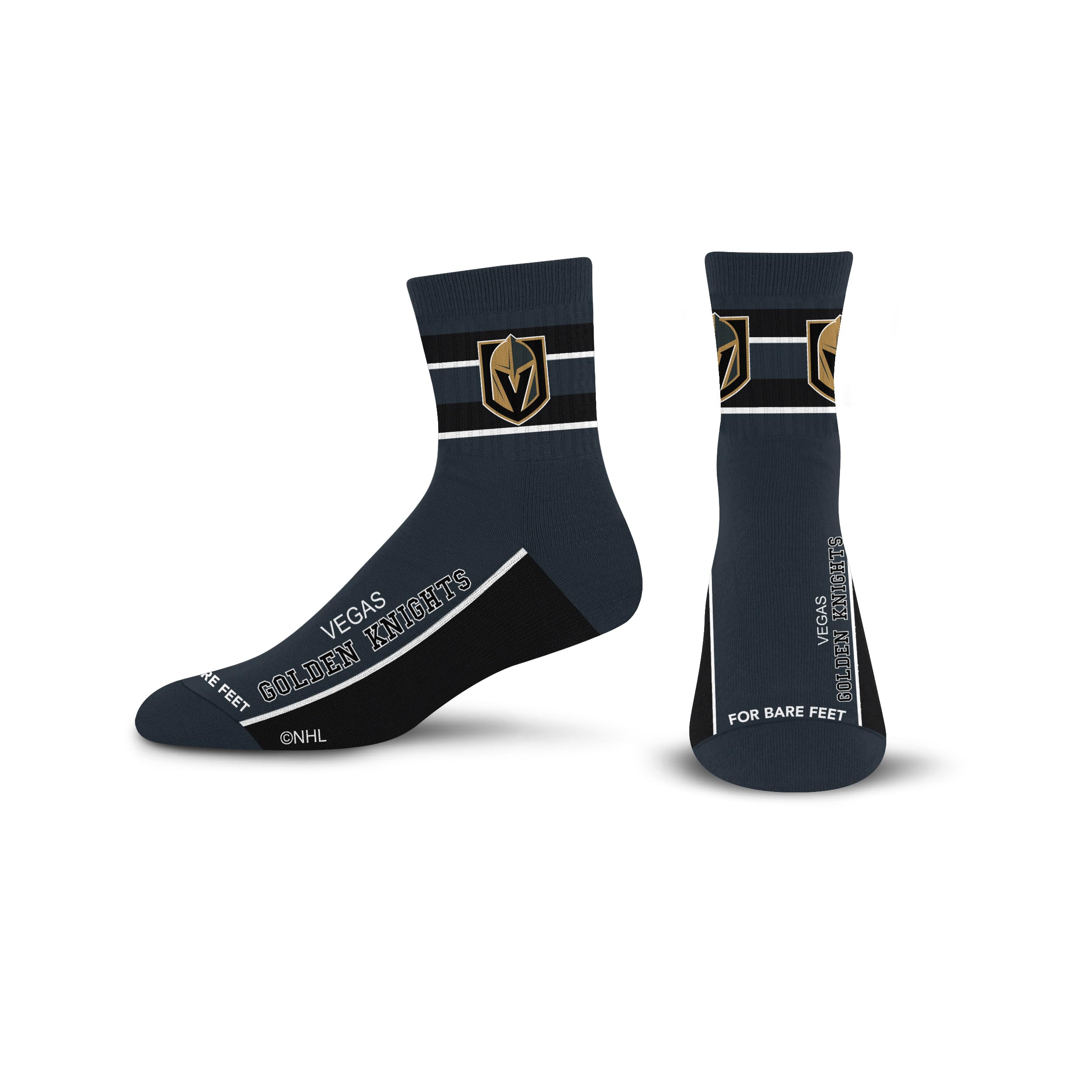For Bare Feet NHL VEGAS GOLDEN KNIGHTS Lil' Deuce Quarter Sock Team Color Large - Sports Gifts, Sports Memorabilia, Sports Collectibles, Fan Shop