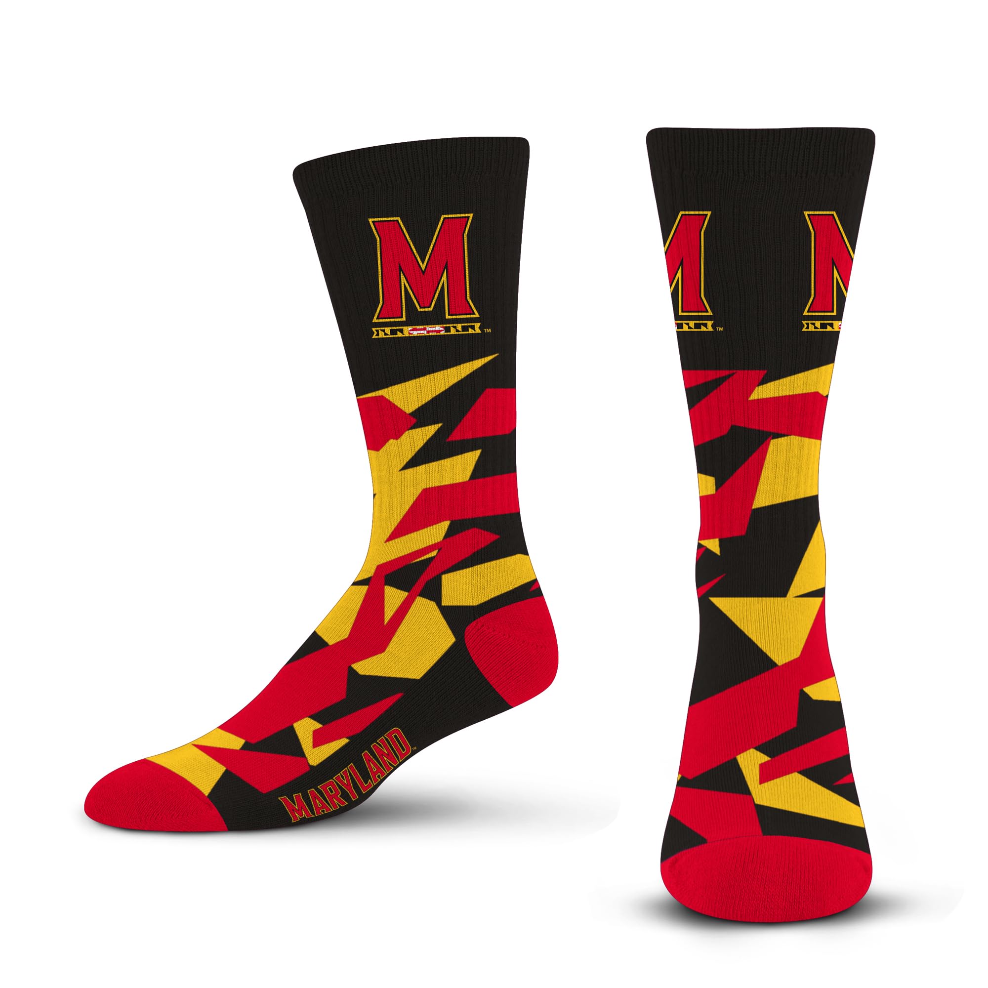 For Bare Feet NCAA MARYLAND TERRAPINS Shattered Camo Crew Sock Team Color Large - Sports Gifts, Sports Memorabilia, Sports Collectibles, Fan Shop