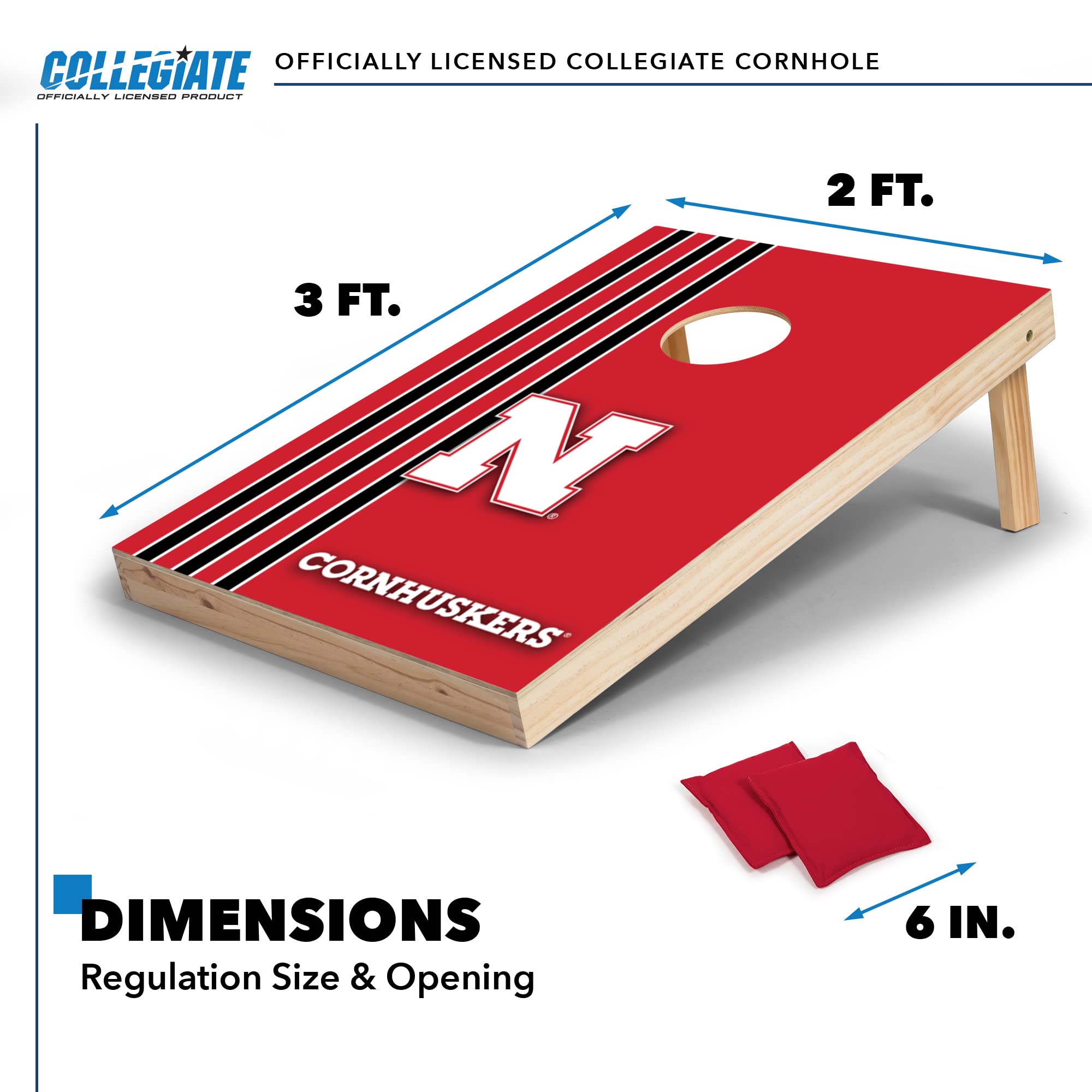 Wild Sports 2' x 3' Set with Direct Print HD Team Graphics – Great Gift for Any NCAA Fan! Bean Bag Toss Family Outdoor Games – Nebraska Cornhuskers - Sports Collectibles, Sports Memorabilia, Sports Fan Shop, Sports Gifts