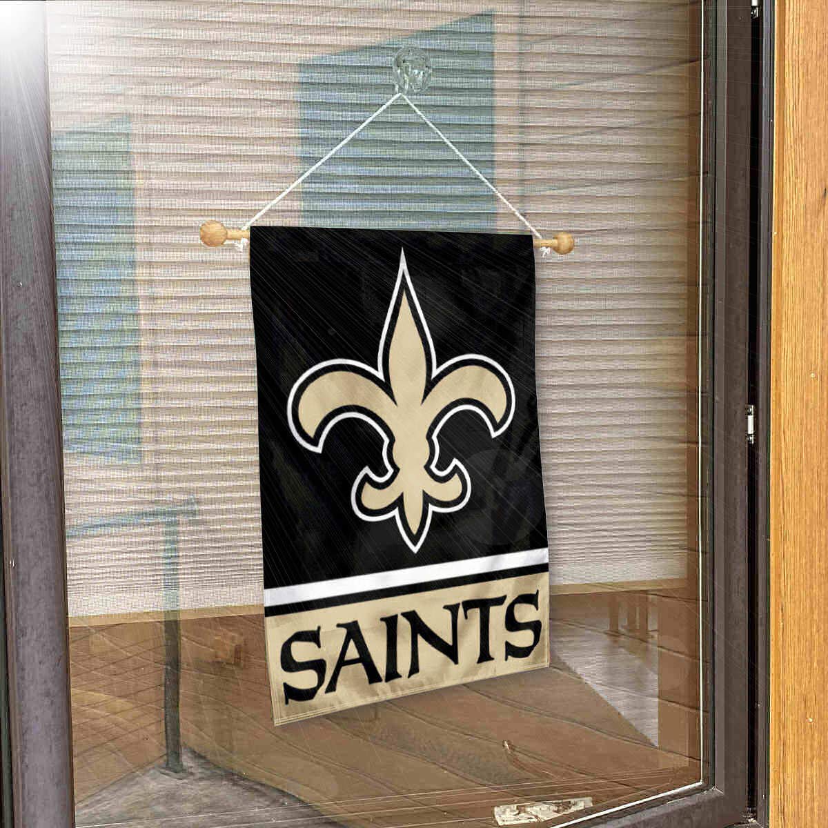 New Orleans Saints Banner Window Wall Hanging Flag with Suction Cup - Sports Collectibles, Sports Memorabilia, Sports Fan Shop, Sports Gifts