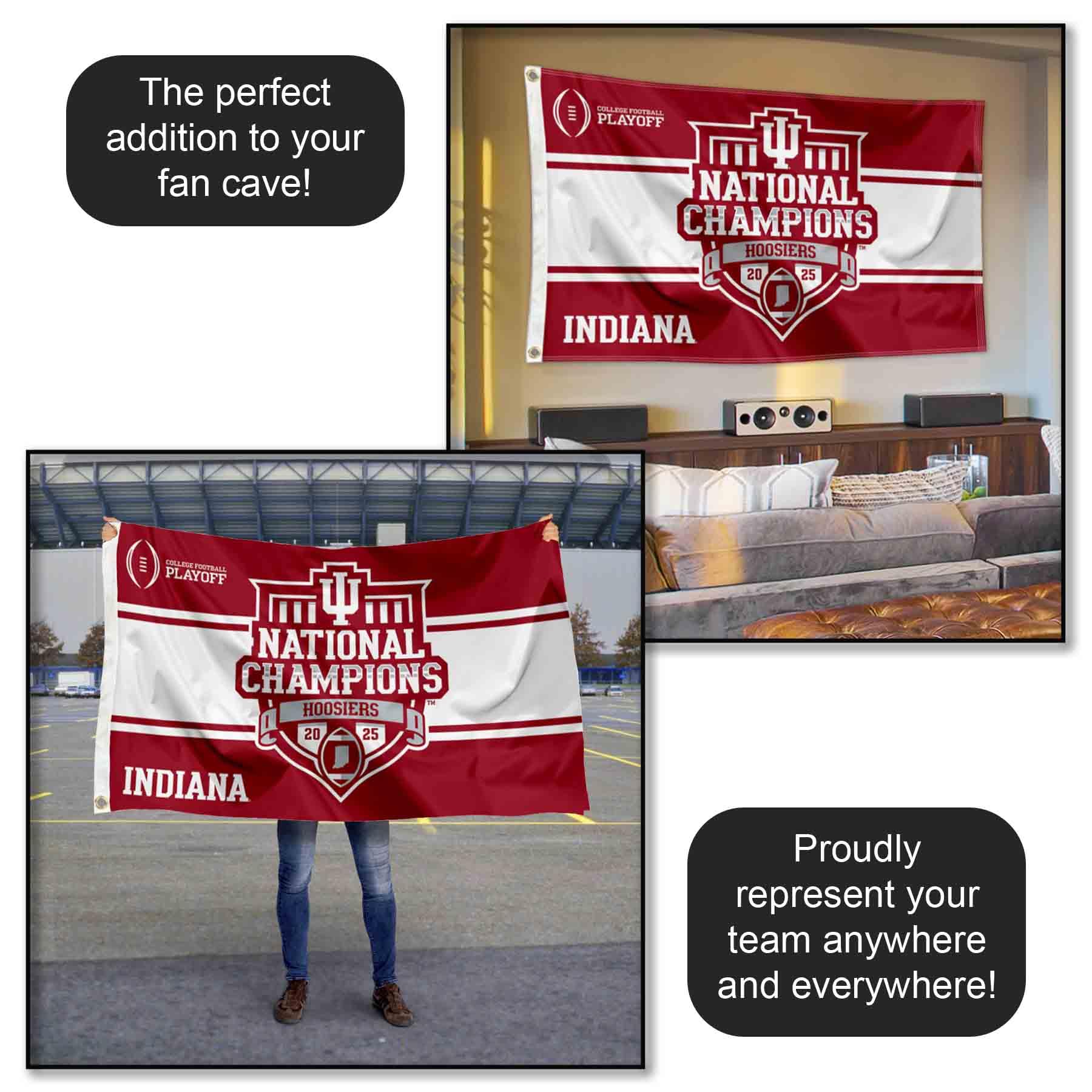 Indiana Hoosiers 2025 College Football National Champions 3x5 Grommet Flag - Sports Gifts, Sports Memorabilia, Sports Collectibles, Fan Shop