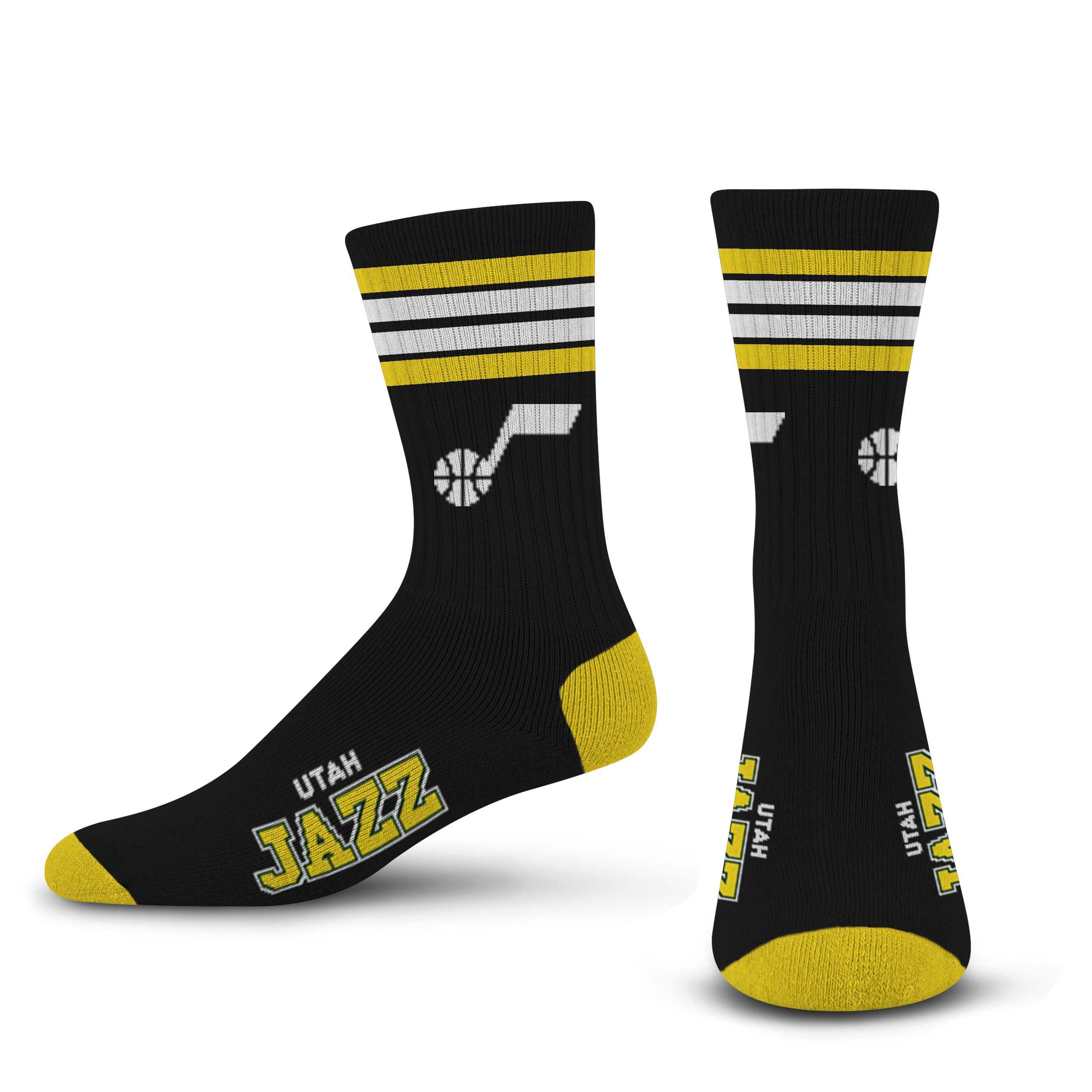 For Bare Feet NBA UTAH JAZZ 4 Stripe Deuce Crew Sock Team Color YOUTH