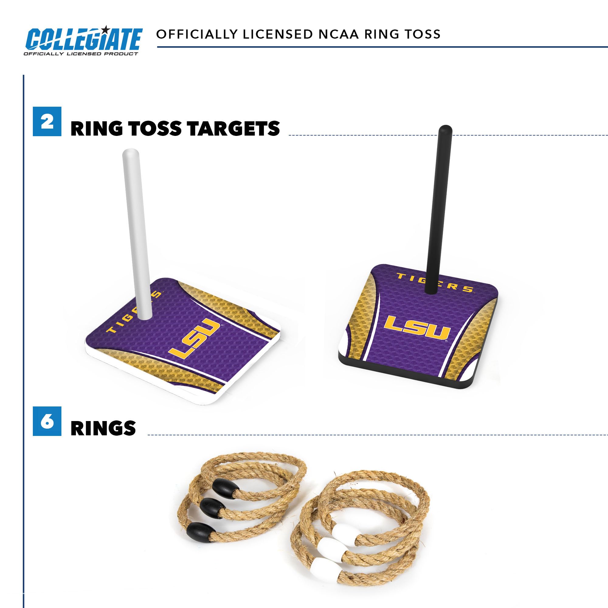 Wild Sports College Quoits Set with Direct Print HD Team Graphics – Tailgate Ring Toss Game – Great Gift for Any NCAA Fan! Ring Toss Family Outdoor Games for The Beach, BBQ, or Tailgate Party - Sports Collectibles, Sports Memorabilia, Sports Fan Shop, Sports Gifts