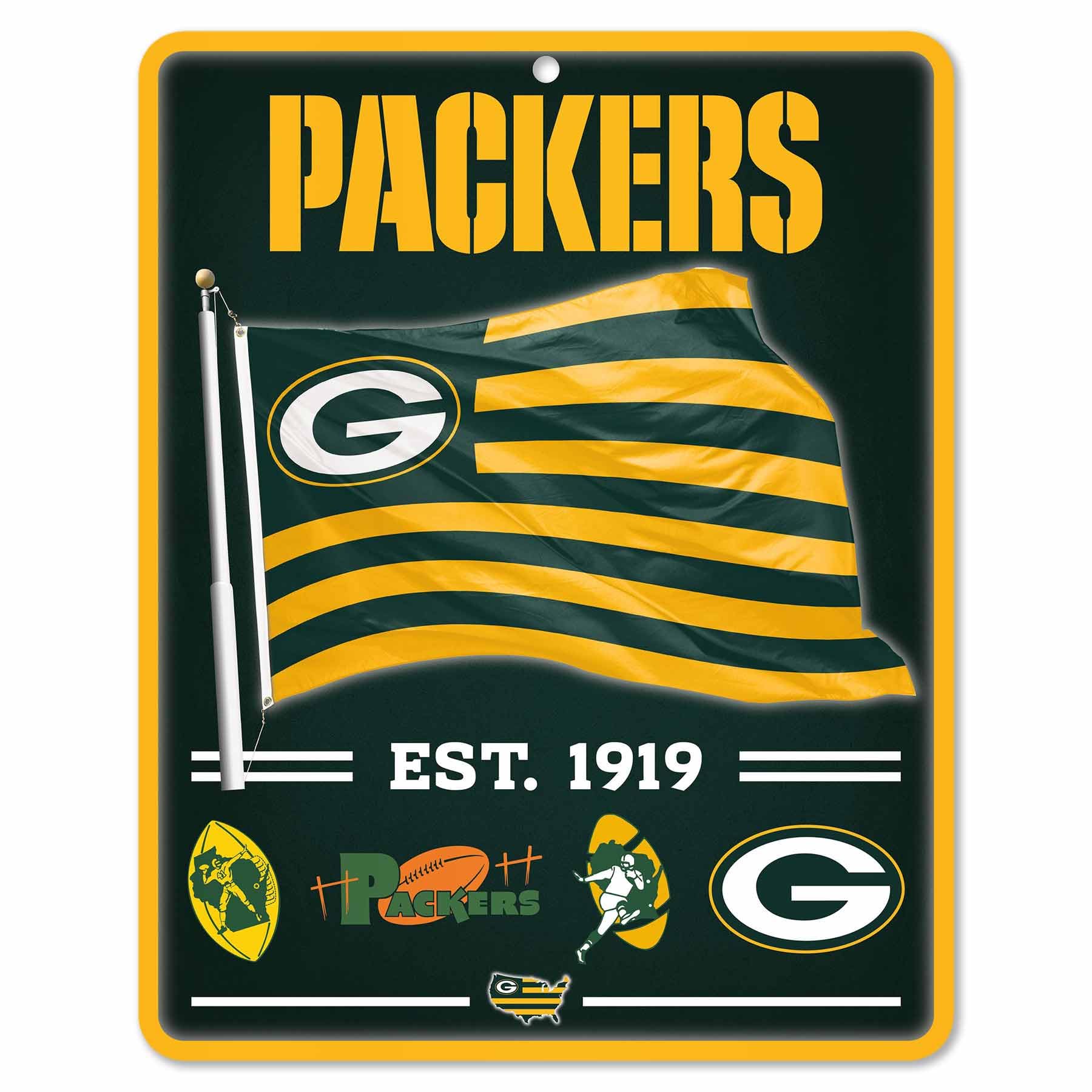 WinCraft Green Bay Packers Americana Banner Flag Sign - Sports Collectibles, Sports Memorabilia, Sports Fan Shop, Sports Gifts