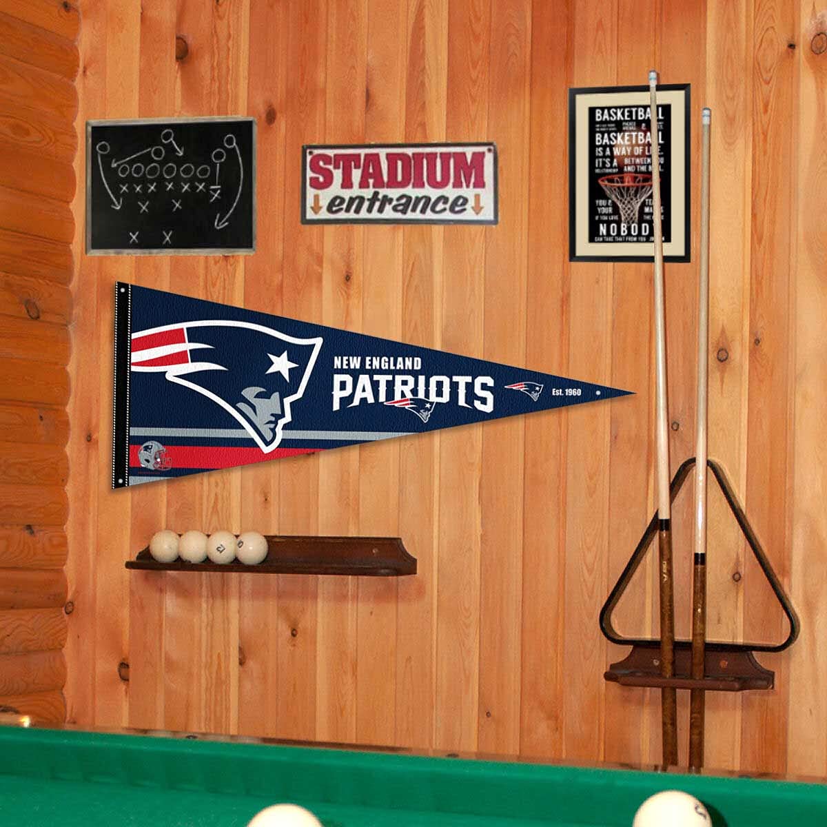 New England Patriots Pennant Banner and Wall Tack Pads - Sports Collectibles, Sports Memorabilia, Sports Fan Shop, Sports Gifts