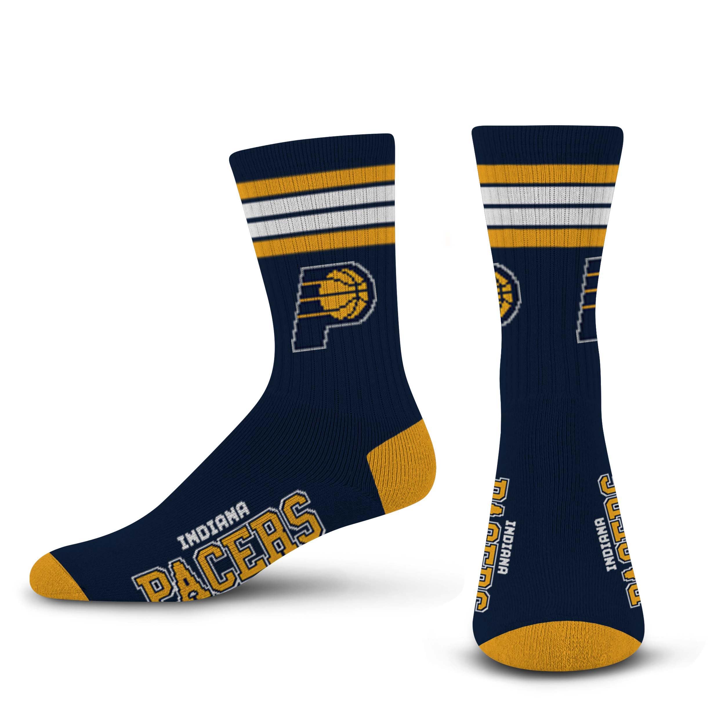 For Bare Feet NBA INDIANA PACERS 4 Stripe Deuce Crew Sock Team Color YOUTH - Sports Gifts, Sports Memorabilia, Sports Collectibles, Fan Shop