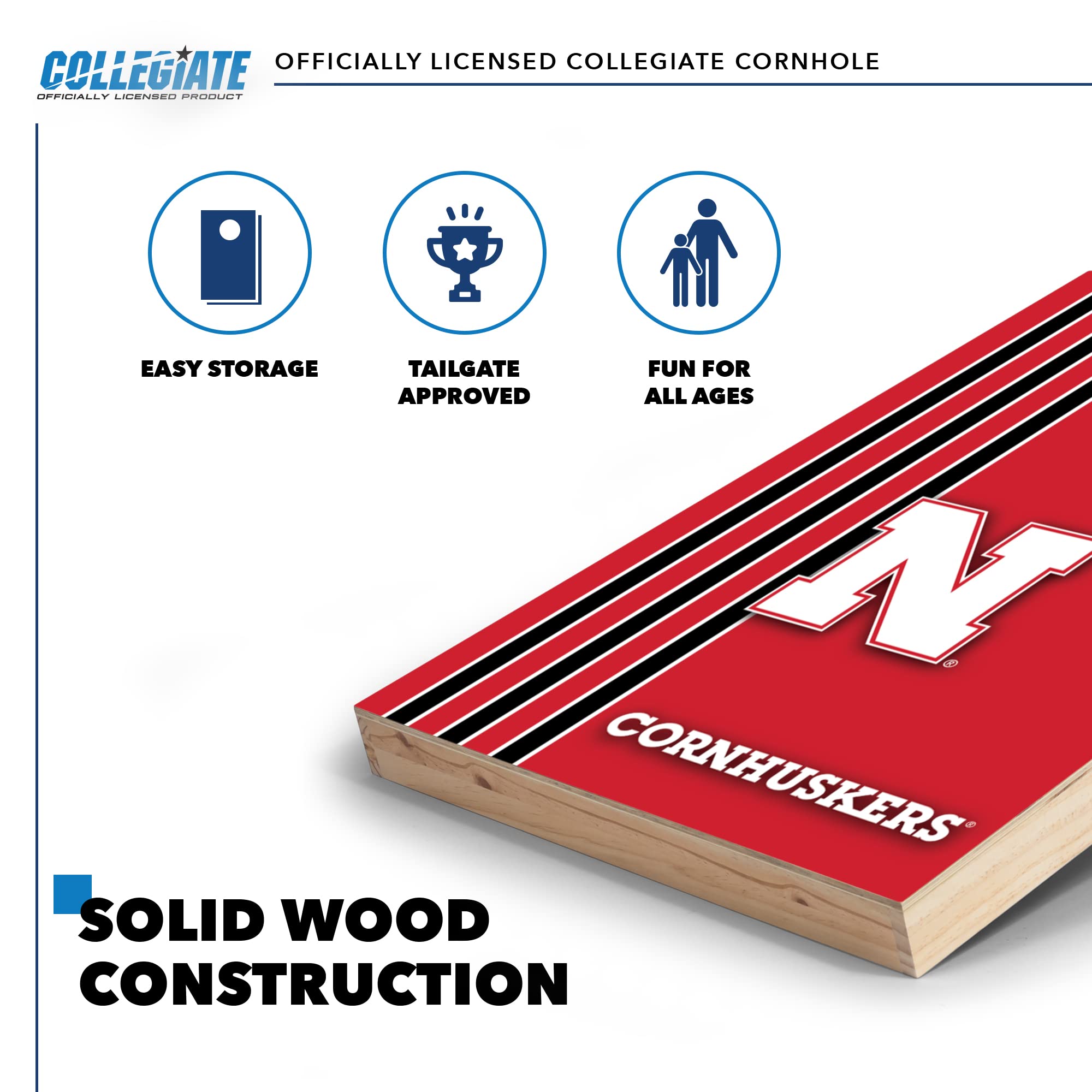 Wild Sports 2' x 3' Set with Direct Print HD Team Graphics – Great Gift for Any NCAA Fan! Bean Bag Toss Family Outdoor Games – Nebraska Cornhuskers - Sports Collectibles, Sports Memorabilia, Sports Fan Shop, Sports Gifts