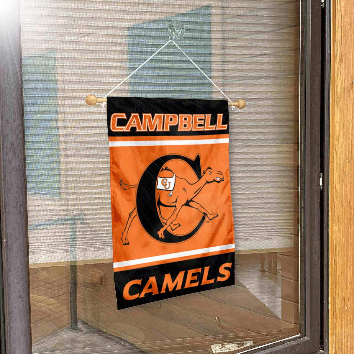 Campbell Fighting Camels Window Wall Banner Hanging Flag with Suction Cup - Sports Collectibles, Sports Memorabilia, Sports Fan Shop, Sports Gifts