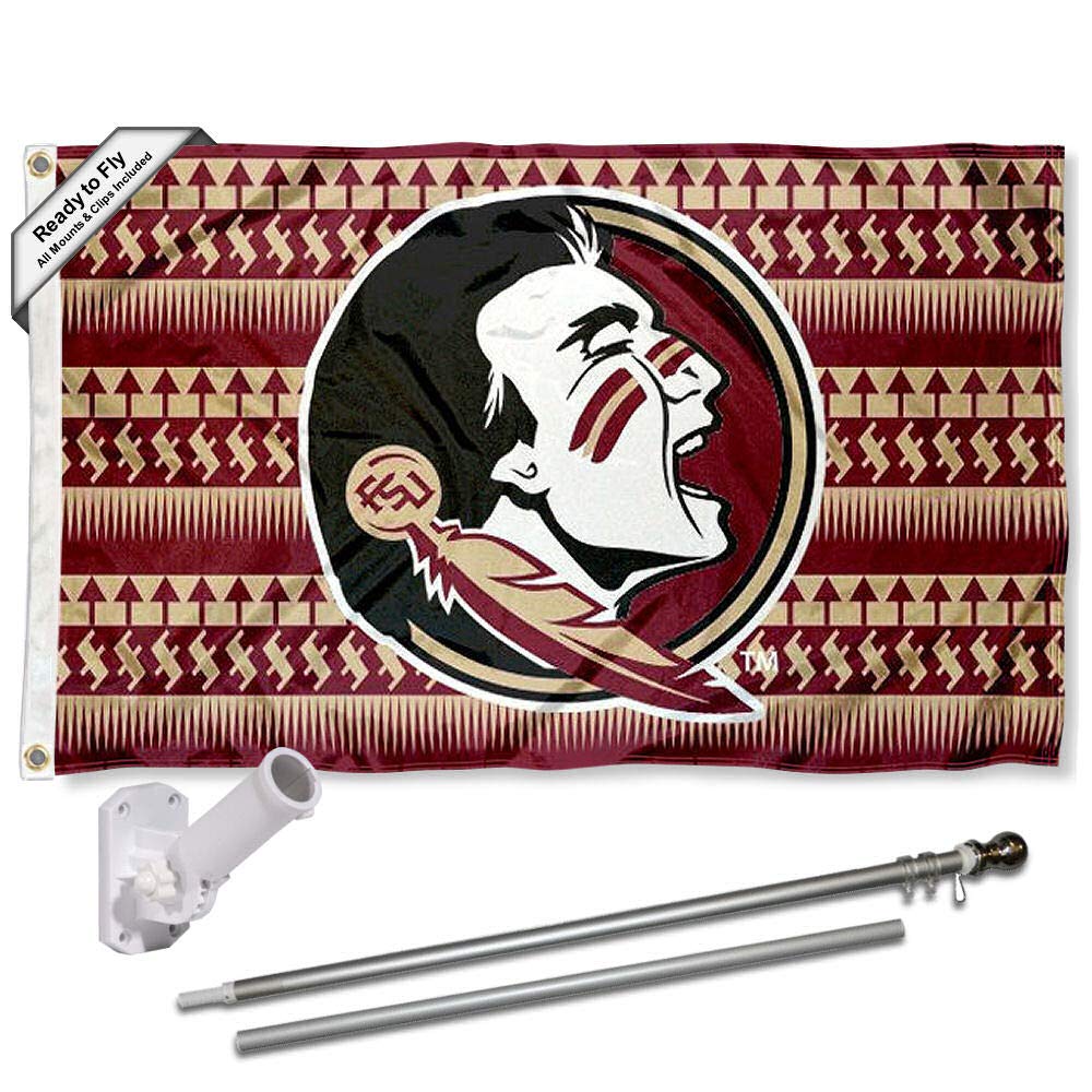 College Flags & Banners Co. Florida State Chevron FSU Flag with Pole and Bracket Kit - Sports Collectibles, Sports Memorabilia, Sports Fan Shop, Sports Gifts