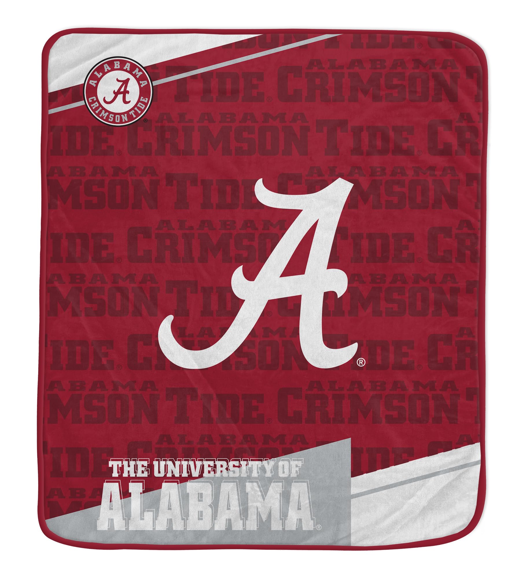 Pegasus Sports NCAA Alabama Crimson Tide Diagonal Ghost Ultra Soft Blanket - Sports Gifts, Sports Memorabilia, Sports Collectibles, Fan Shop
