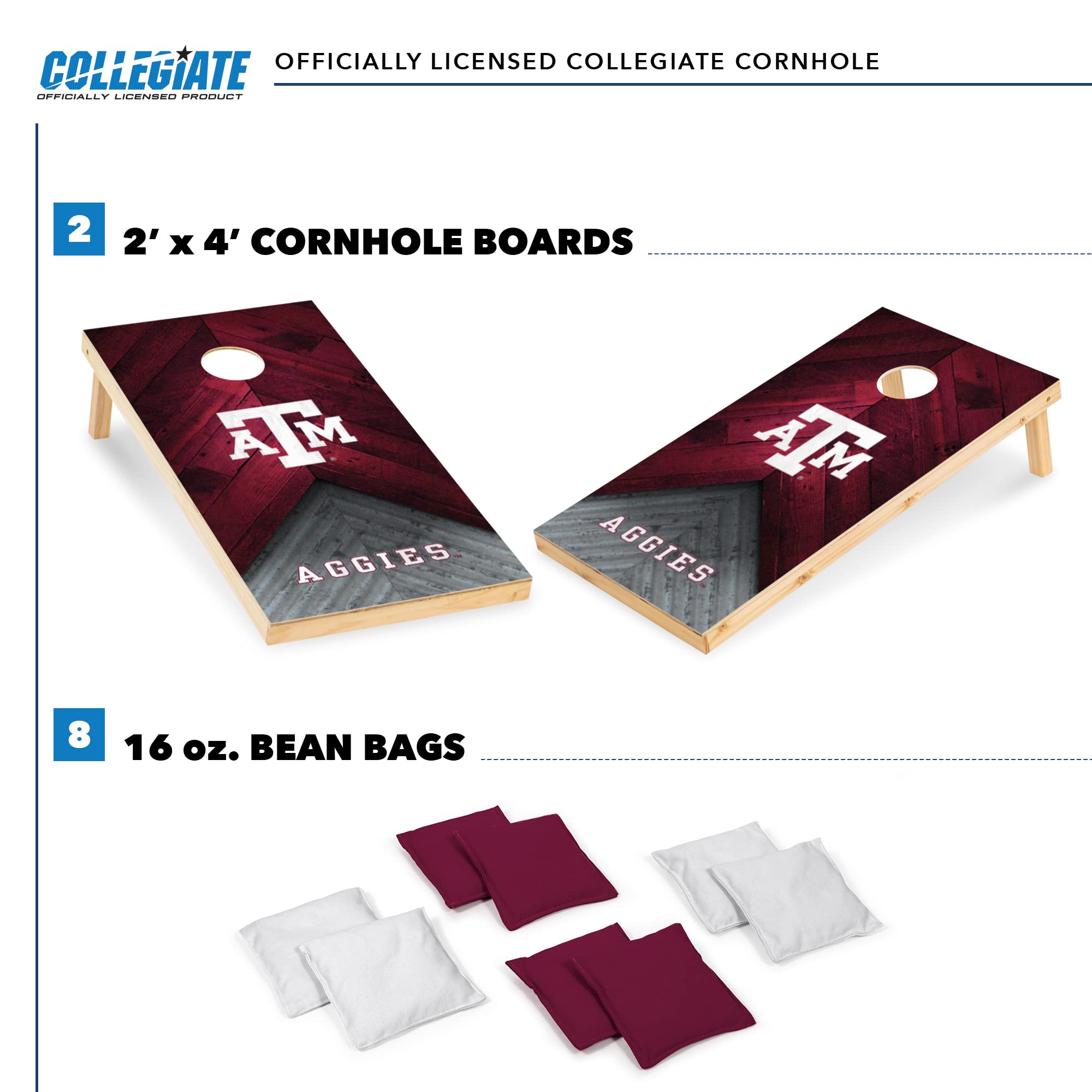 Wild Sports 2' x 4' Regulation Size College Set with Direct Print HD Team Graphics Great Gift for Any NCAA Fan! Bean Bag Toss Family Outdoor Game - Sports Collectibles, Sports Memorabilia, Sports Fan Shop, Sports Gifts