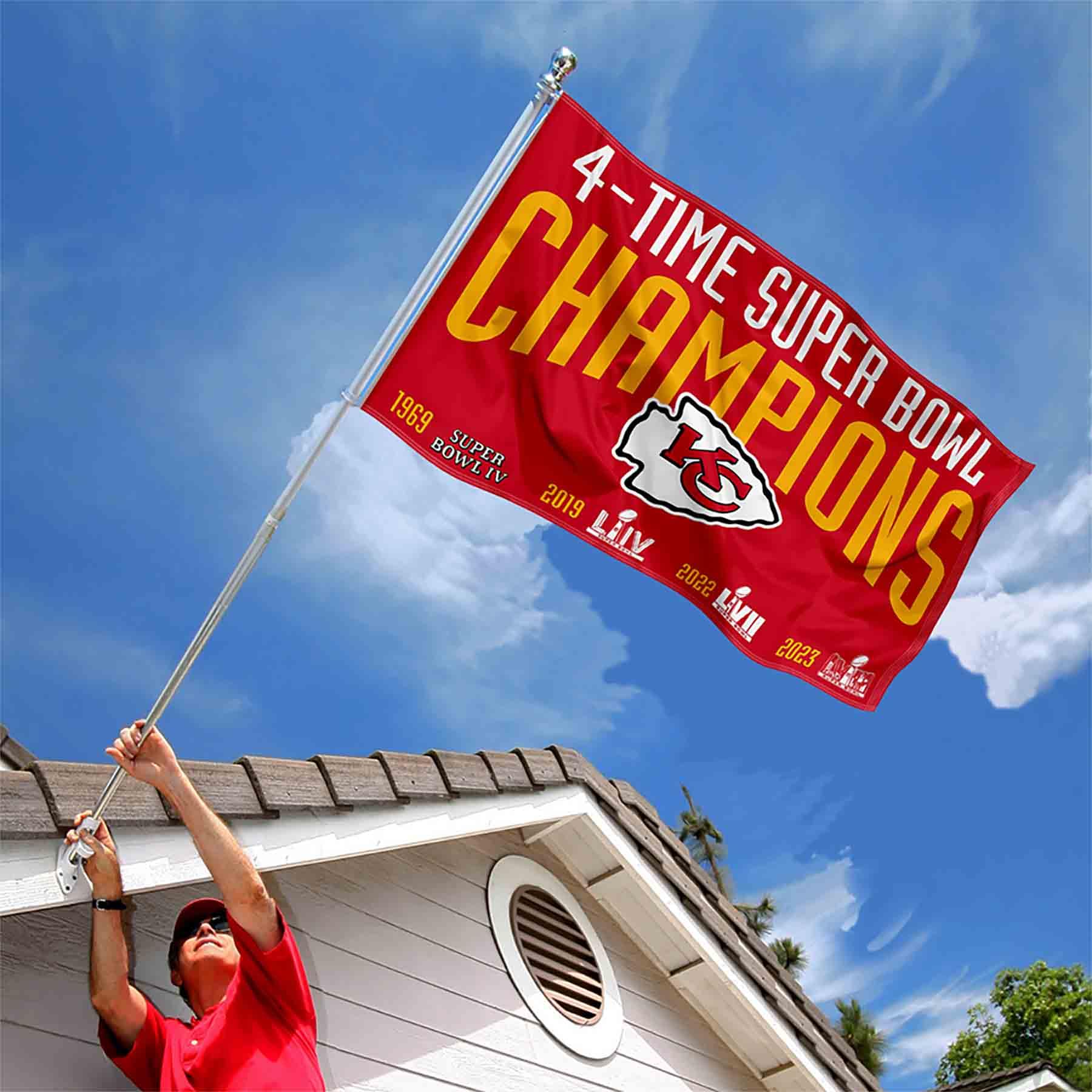 Kansas City Chiefs 4 Time Super Bowl Champions Banner and Tapestry Wall Tack Pads - Sports Collectibles, Sports Memorabilia, Sports Fan Shop, Sports Gifts