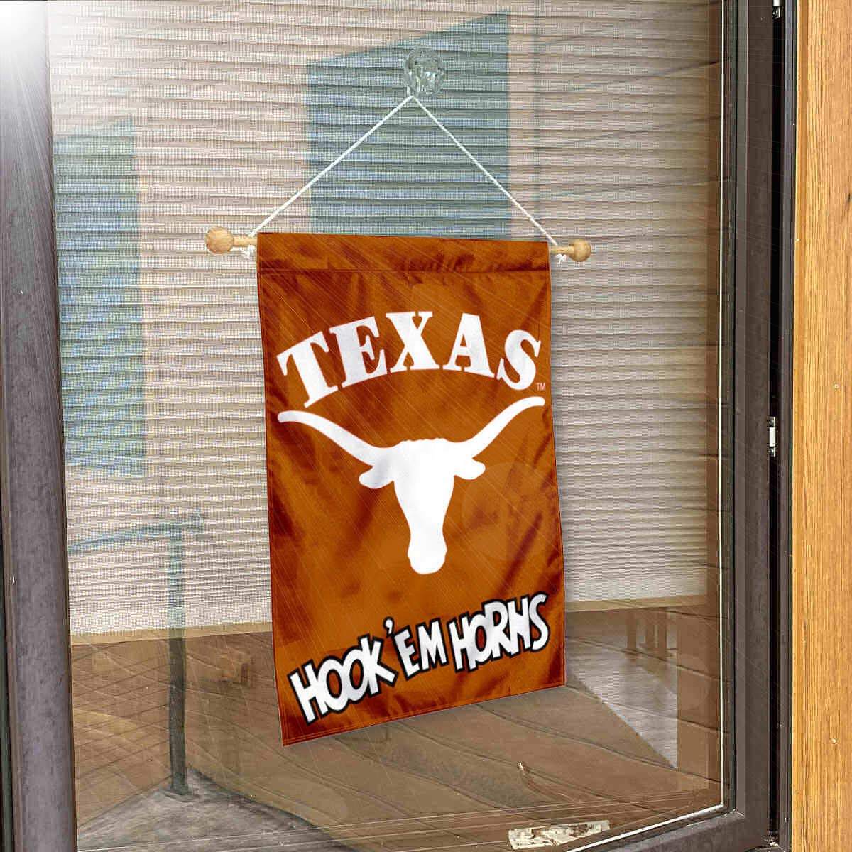 College Flags & Banners Co. Texas Longhorns Hook Em Banner for Windows Doors and Walls - Sports Collectibles, Sports Memorabilia, Sports Fan Shop, Sports Gifts