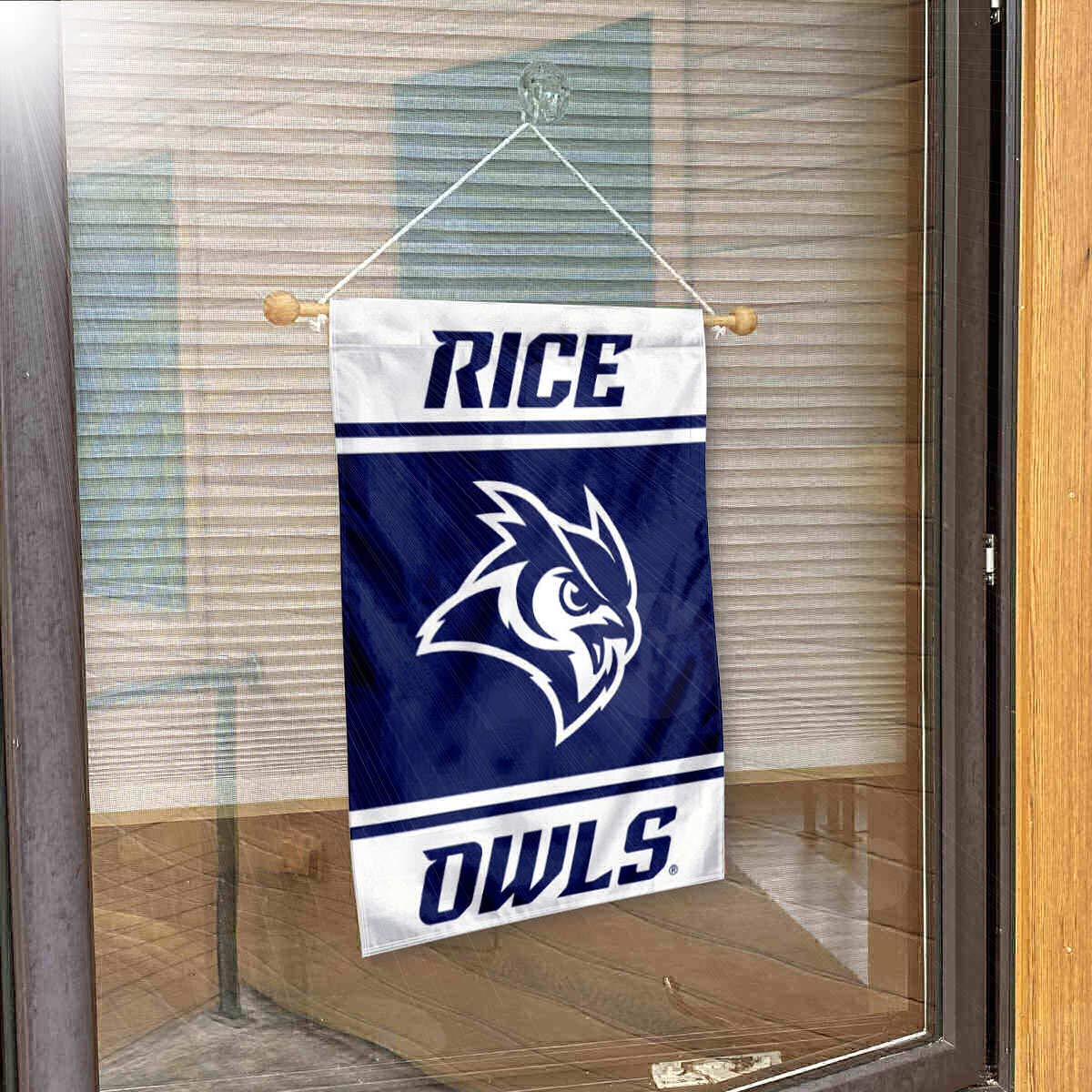 College Flags & Banners Co. Rice Owls Window Wall Banner Hanging Flag with Suction Cup - Sports Collectibles, Sports Memorabilia, Sports Fan Shop, Sports Gifts