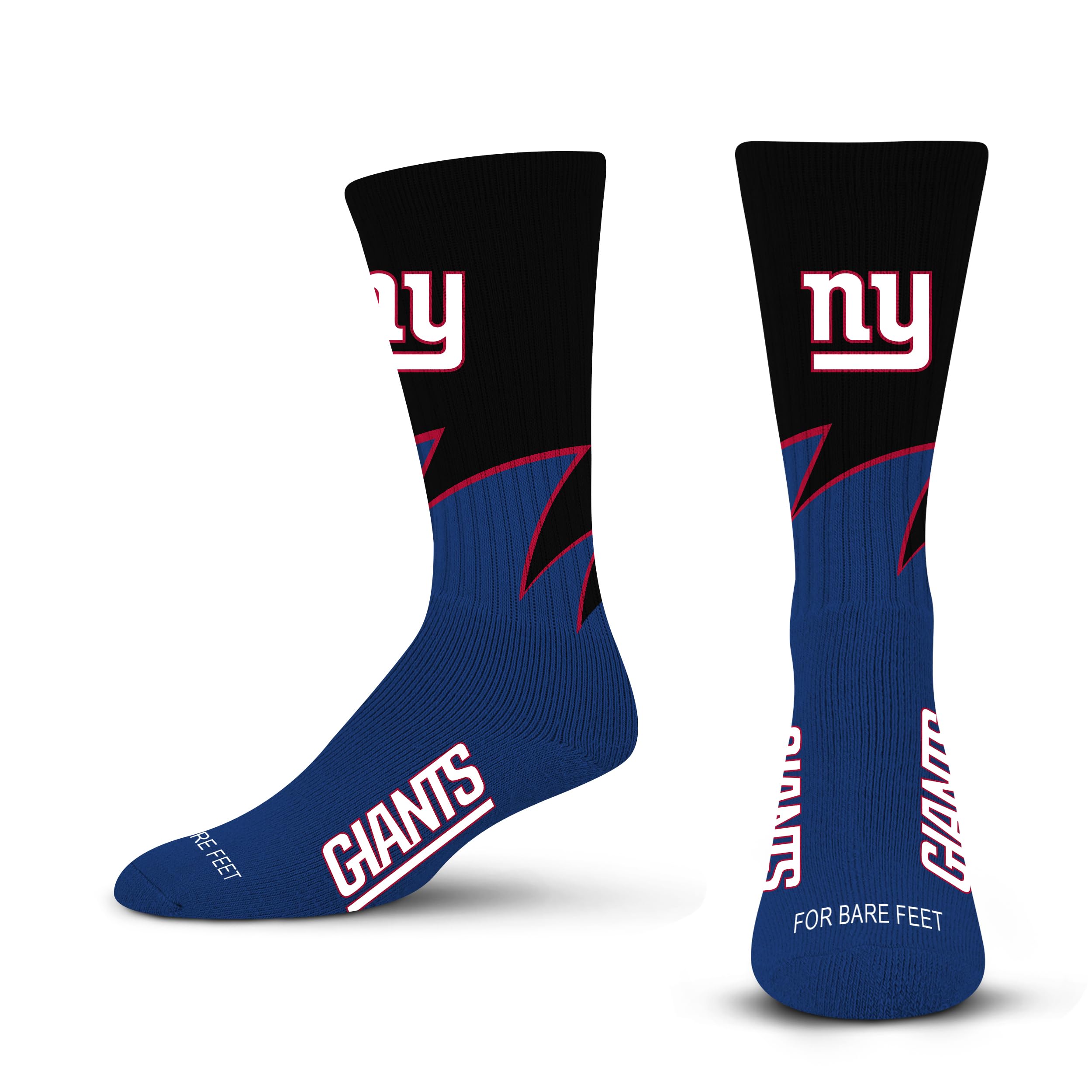 For Bare Feet NFL NEW YORK GIANTS Black Wave Crew Sock Team Color YOUTH - Sports Gifts, Sports Memorabilia, Sports Collectibles, Fan Shop
