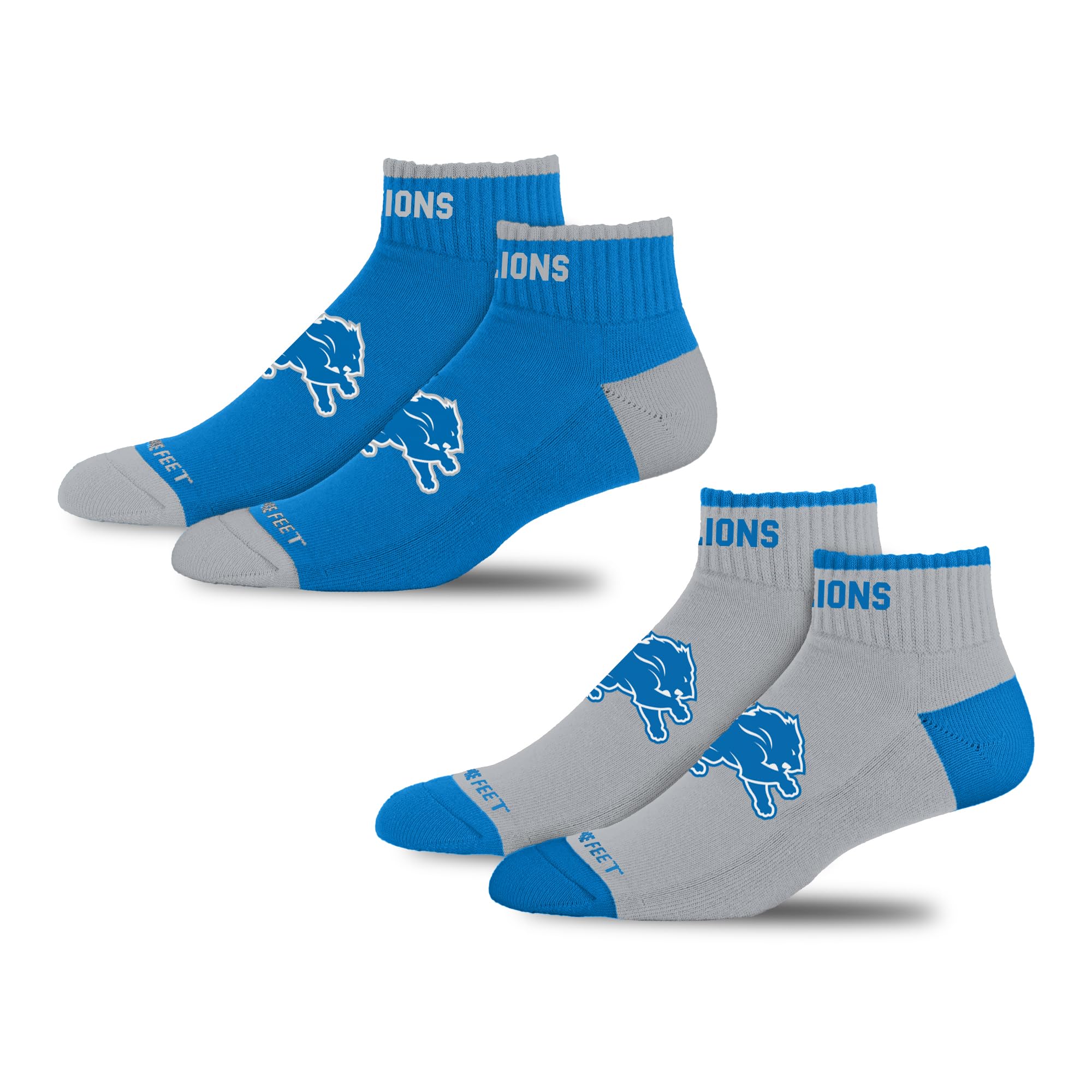 For Bare Feet NFL DETROIT LIONS Front and Center 2 Pack Team Colors Large - Sports Gifts, Sports Memorabilia, Sports Collectibles, Fan Shop