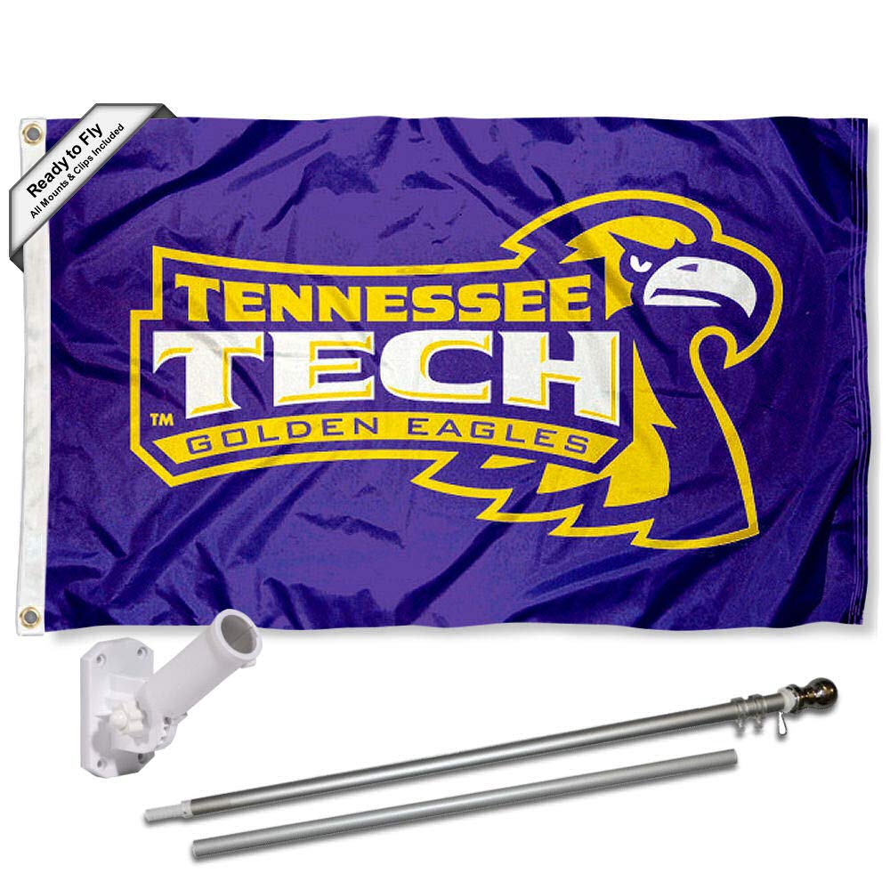 College Flags & Banners Co. Tennessee Tech Golden Eagles Flag and Pole Bracket Mount Bundle - Sports Collectibles, Sports Memorabilia, Sports Fan Shop, Sports Gifts