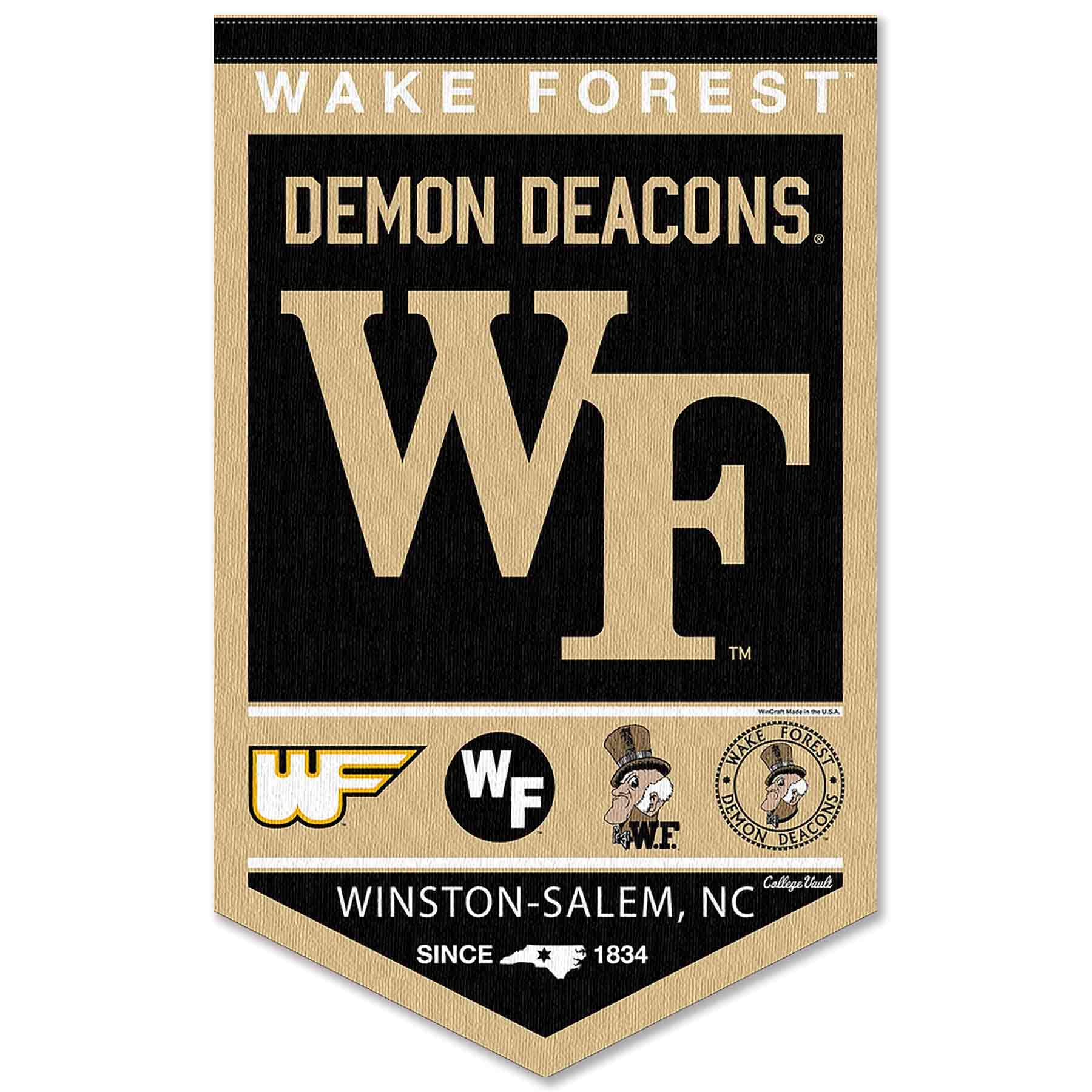 College Flags & Banners Co. Wake Forest Demon Deacons Heritage History Banner Pennant - Sports Collectibles, Sports Memorabilia, Sports Fan Shop, Sports Gifts