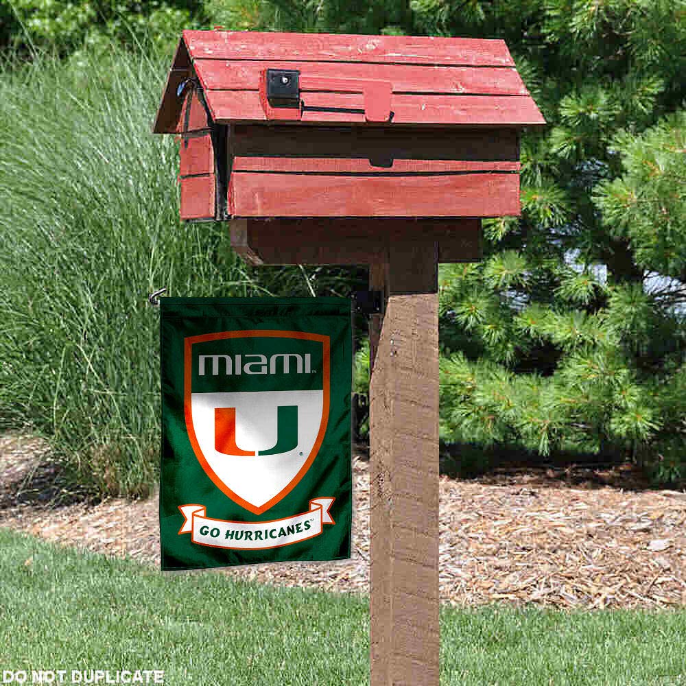 College Flags & Banners Co. Hurricanes Shield Garden Flag - Sports Collectibles, Sports Memorabilia, Sports Fan Shop, Sports Gifts