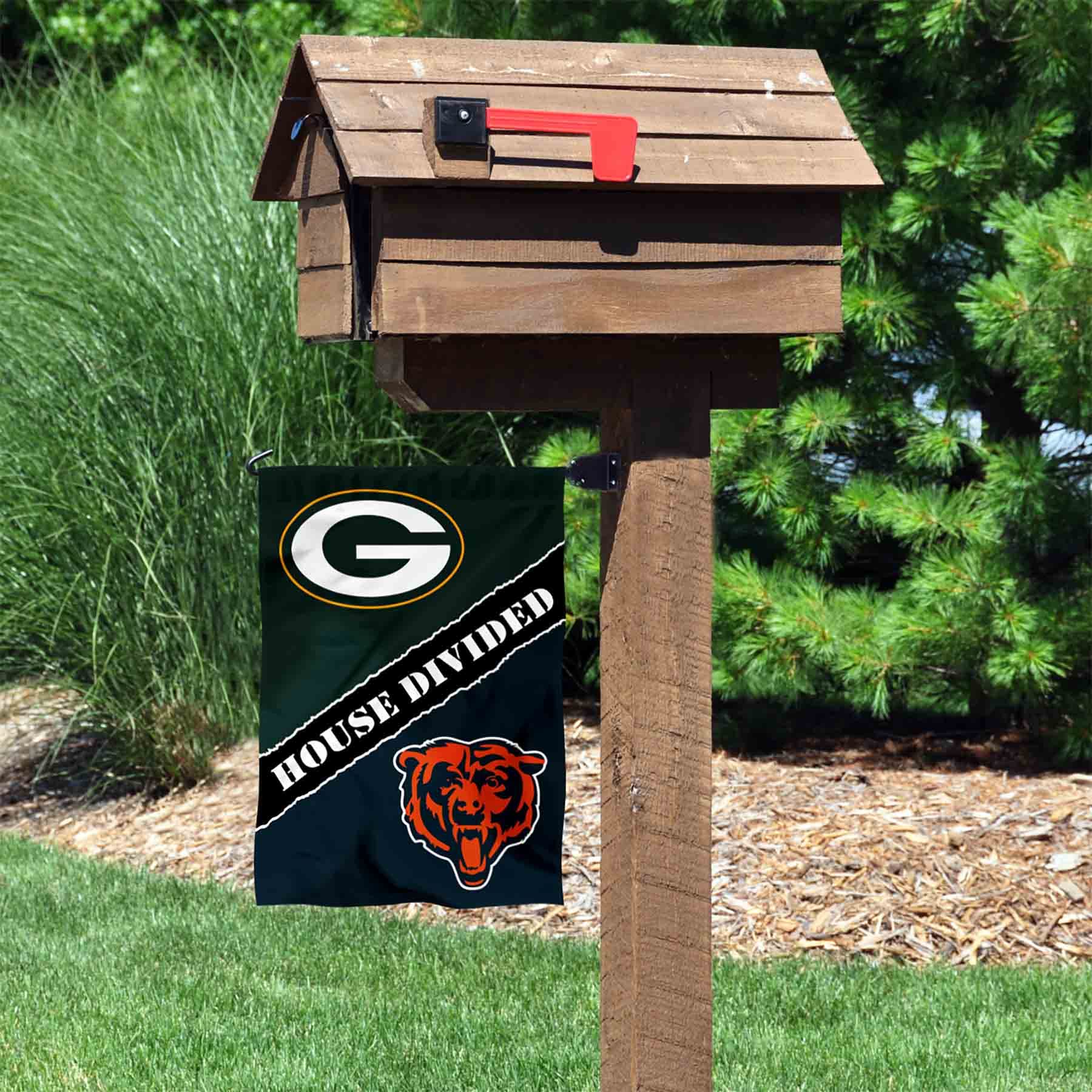 WinCraft House Divided Packers and Bears Double Sided Garden Flag - Sports Collectibles, Sports Memorabilia, Sports Fan Shop, Sports Gifts