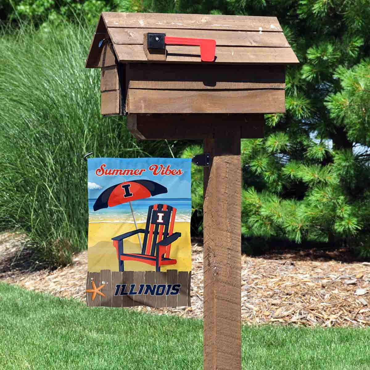 College Flags & Banners Co. Illinois Fighting Illini Summer Season Vibes Double Sided Garden Yard Flag - Sports Collectibles, Sports Memorabilia, Sports Fan Shop, Sports Gifts