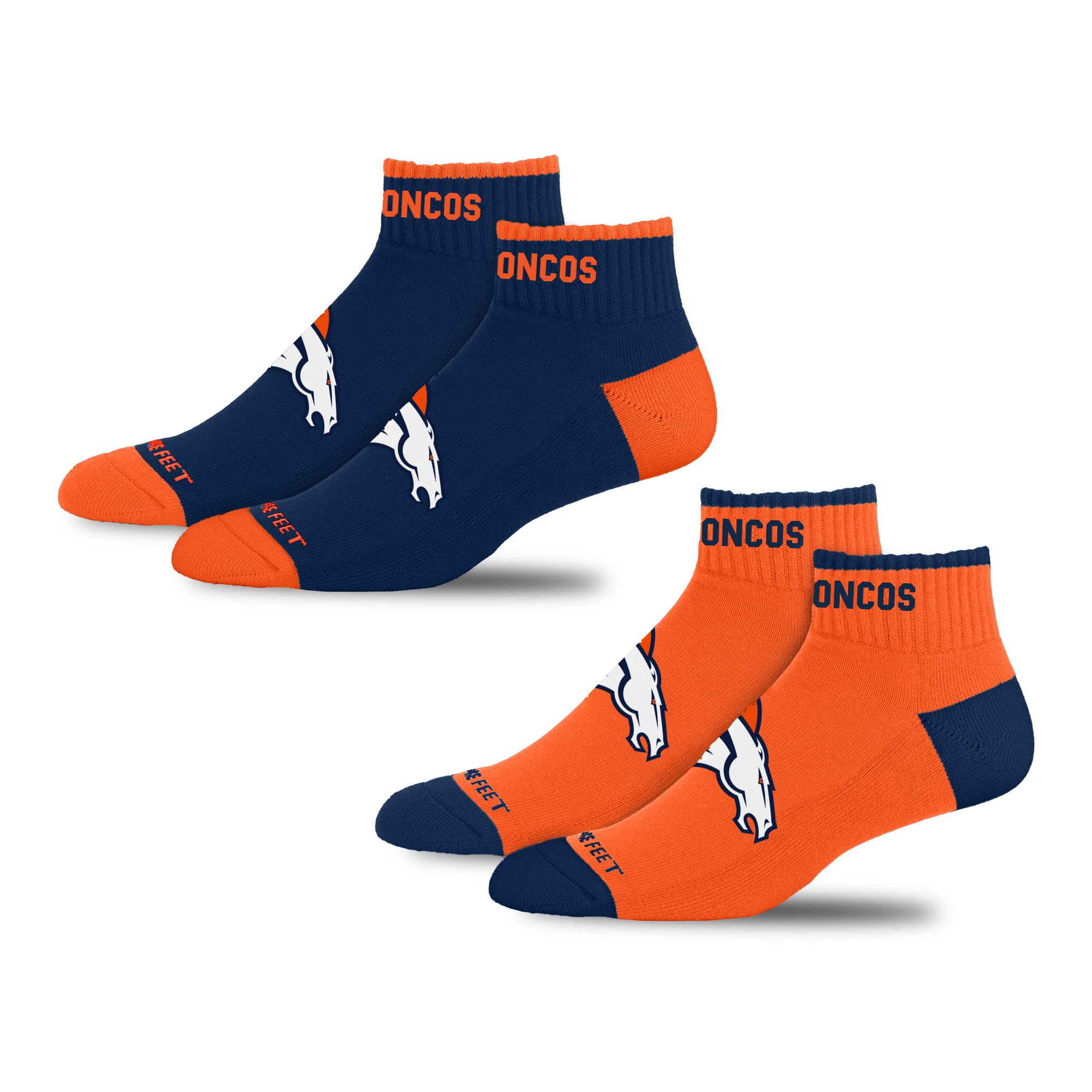 For Bare Feet NFL DENVER BRONCOS Front and Center 2 Pack Team Colors Large - Sports Gifts, Sports Memorabilia, Sports Collectibles, Fan Shop