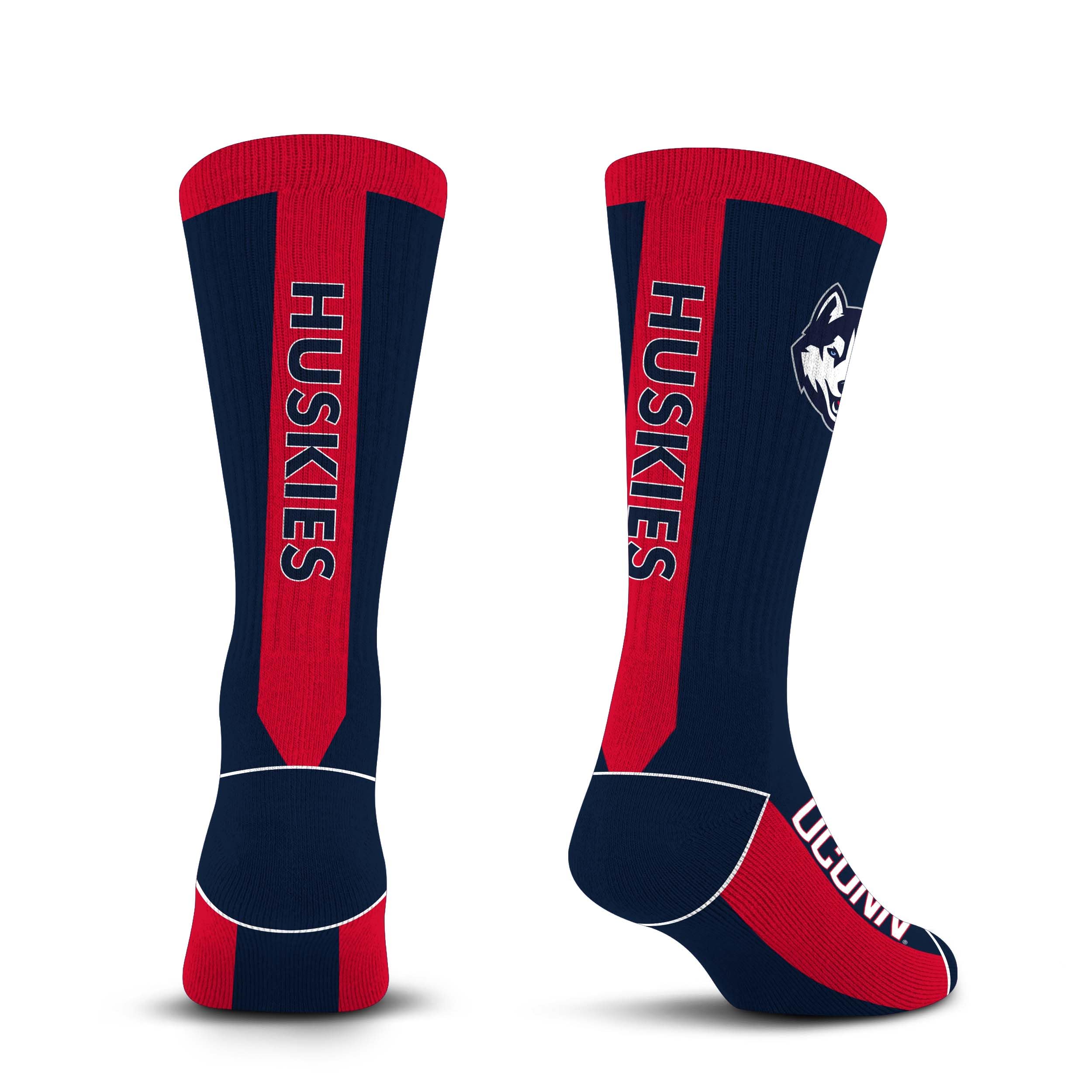 For Bare Feet NCAA UCONN HUSKIES MVP Crew Sock Team Color Large