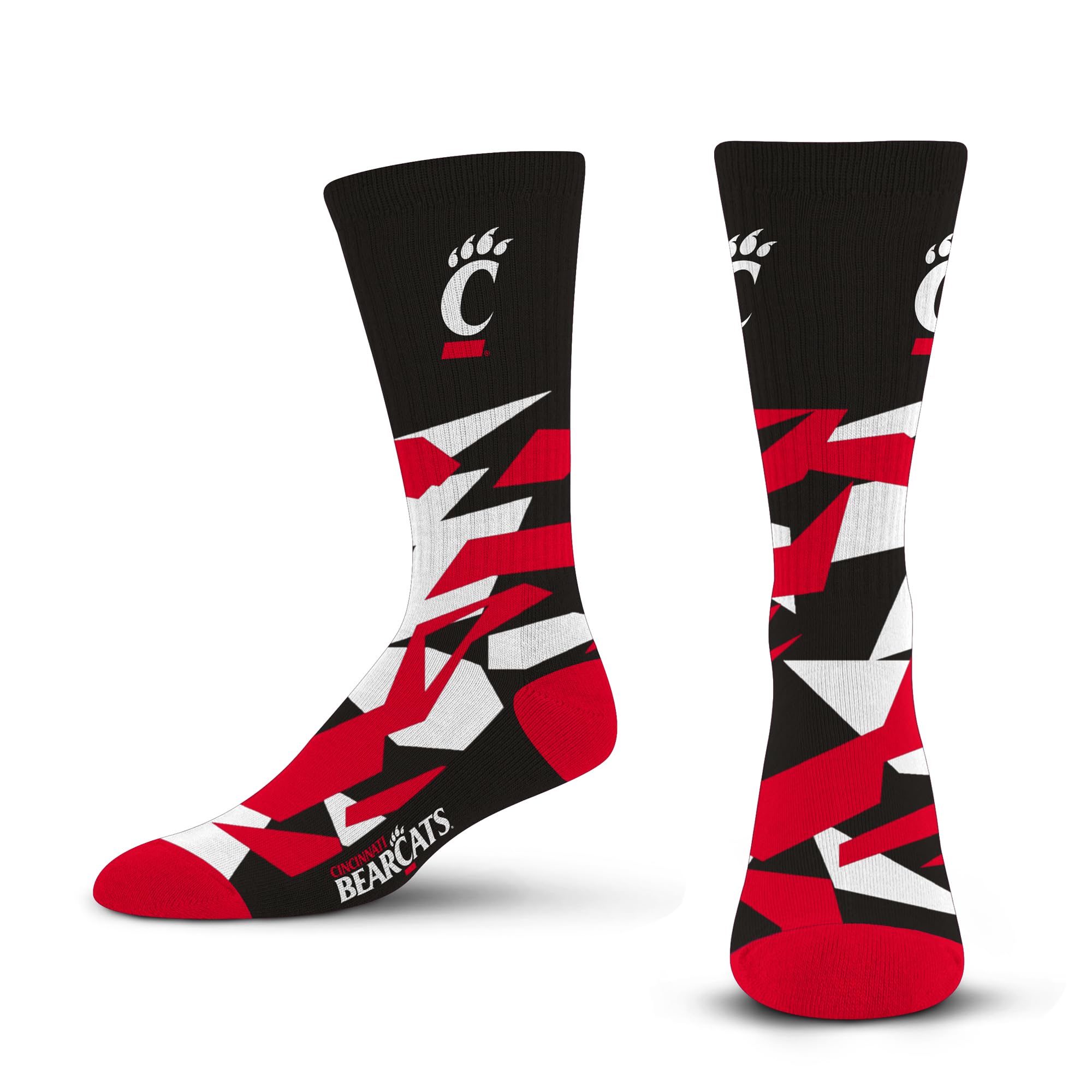 For Bare Feet NCAA CINCINNATI BEARCATS Shattered Camo Crew Sock Team Color Large - Sports Gifts, Sports Memorabilia, Sports Collectibles, Fan Shop