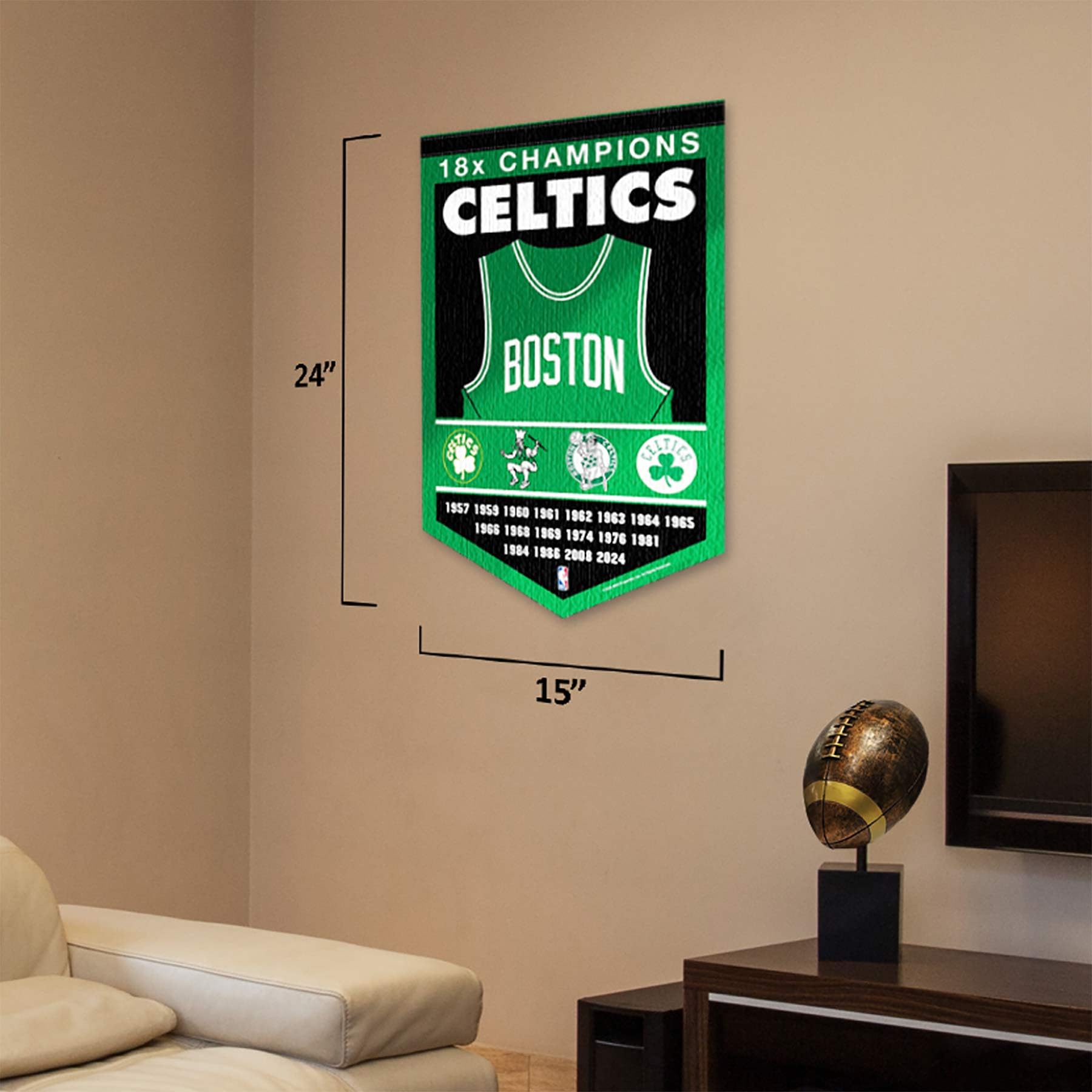 WinCraft Boston Celtics 18 Time 18x Champions Banner Pennant - Sports Collectibles, Sports Memorabilia, Sports Fan Shop, Sports Gifts
